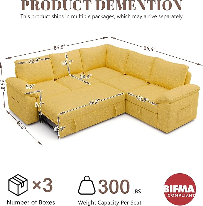 85 Inch Modular Sectional Sofa