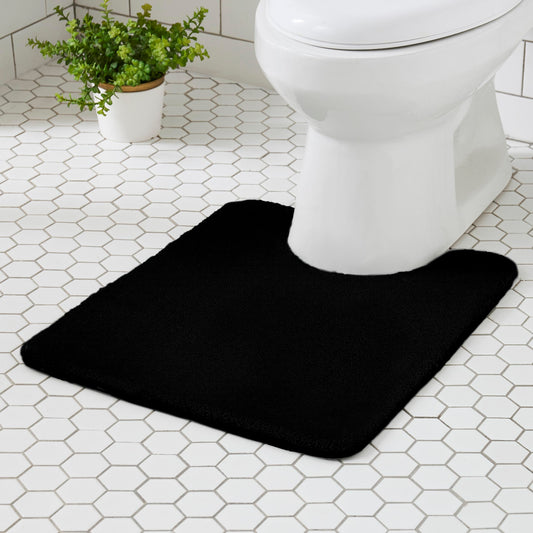 MINIDEAR Toilet Rugs 24x20 - U Shaped Black Thick Memory Foam Contour Rugs,Ultra Soft & Plush Fluffy, Non-Slip, Quick Dry, Absorbent Washable Floor Microfiber Mat for Home Decor Accessories