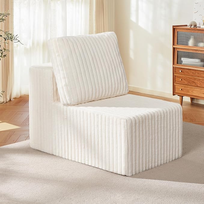Single Sofa 1 Seat Couch with Deep Seat Memory Foam Cloud Chair with Pillows