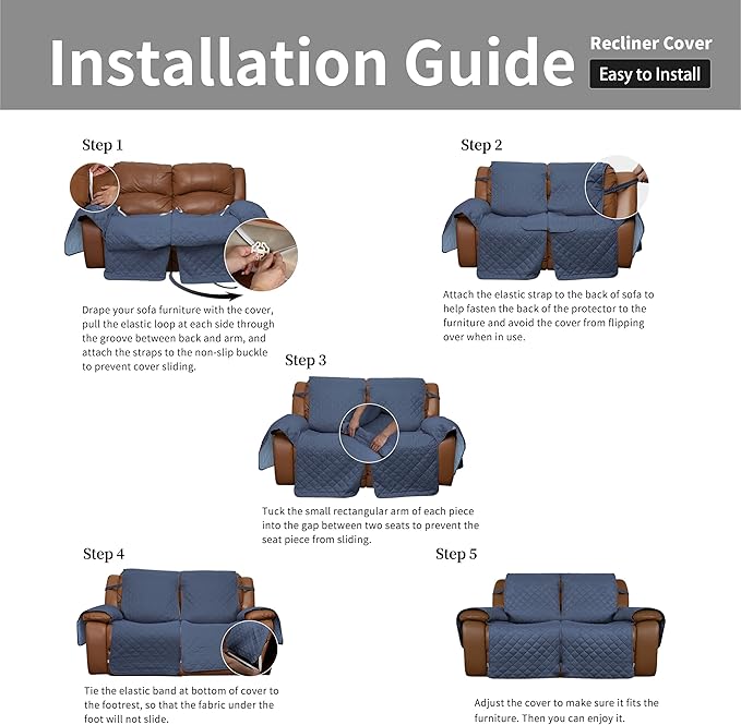 Easy-Going Oversized Loveseat Recliner Cover, Reversible Couch Cover