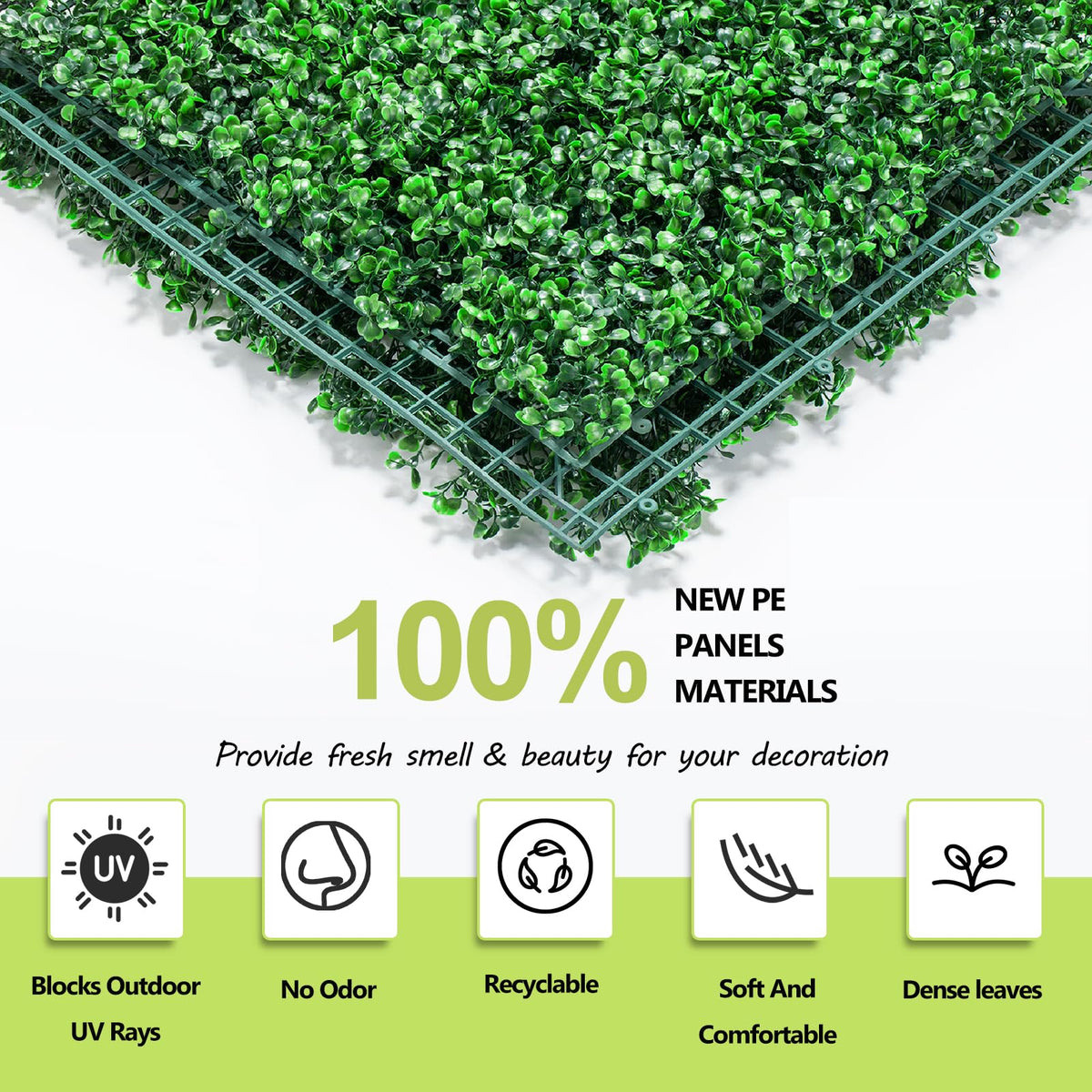 AOKIE 20"X20" Artificial Grass Wall, 24Pcs Boxwood Hedge Wall Panels UV-Anti Grass Backdrop Wall Decor, Greenery Privacy Hedge Screen for Indoor Outdoor Patio Balcony, Party Garden Fence Decor