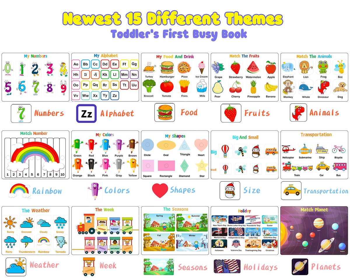 Huijing Montessori Preschool Learning Activities Busy Book - Workbook Activity Binder / Toys for Toddlers, Autism Learning Materials and Tracing Coloring Book
