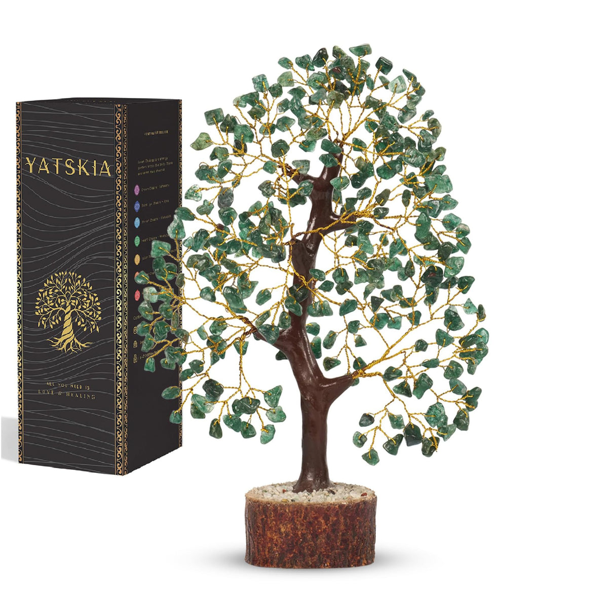 YATSKIA Green Aventurine Crystal Tree of Life - Gem Tree - Good Luck Meditation Stones and Crystals - Desk Decor Aesthetic - Crystal Gift for Women