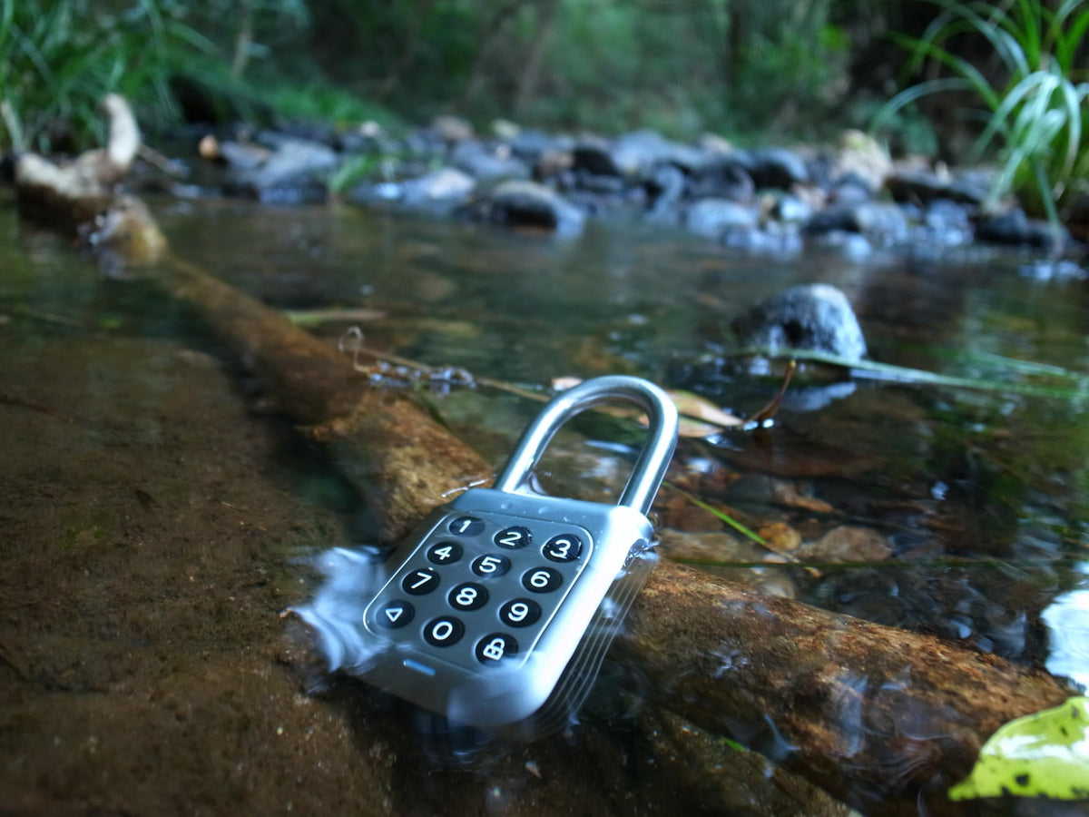 Bouware Smart Padlock Alpha1 Heavy-Duty Electronic Padlock Combination Weatherproof Digital Keypad Number Button Locks with Code, Outdoor/Indoor Use with Upgraded Security Features (Silver)