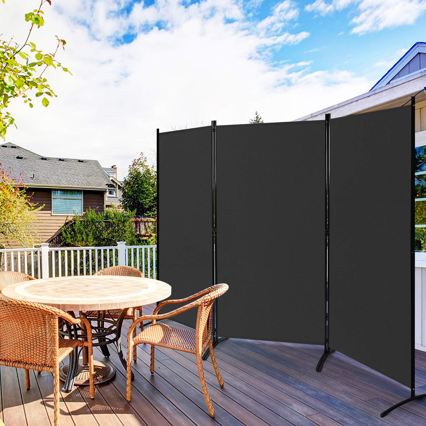 Giantex 6 Ft Tall 3 Panel Room Divider Black, Lightweight Portable Folding Privacy Screen, Freestanding Partition Wall Divider and Separator for Bedroom Home Office Apartment Studio