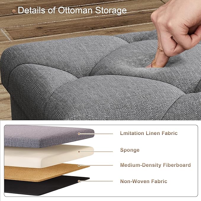 43 inch Storage Ottoman Bench, 30 inch Folding Storage Bench Ottoman,