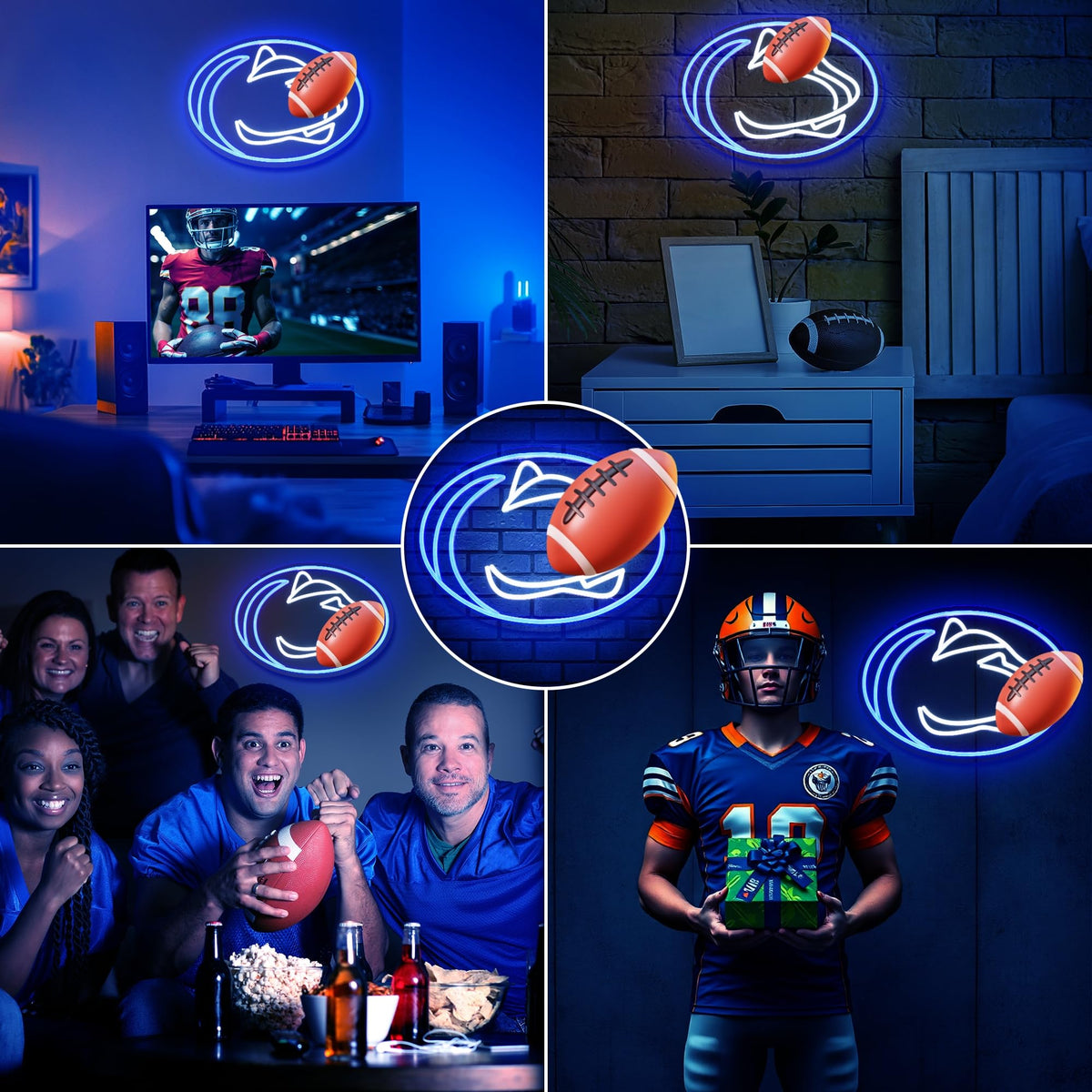 University Team Neon Sign, Light Up Dimmable College State Football SoccerTeam Logo Led Neon Sign Light Hanging for Wall Decor, Bedroom, Dormitory, Man Cave, Birthday Christmas Gift