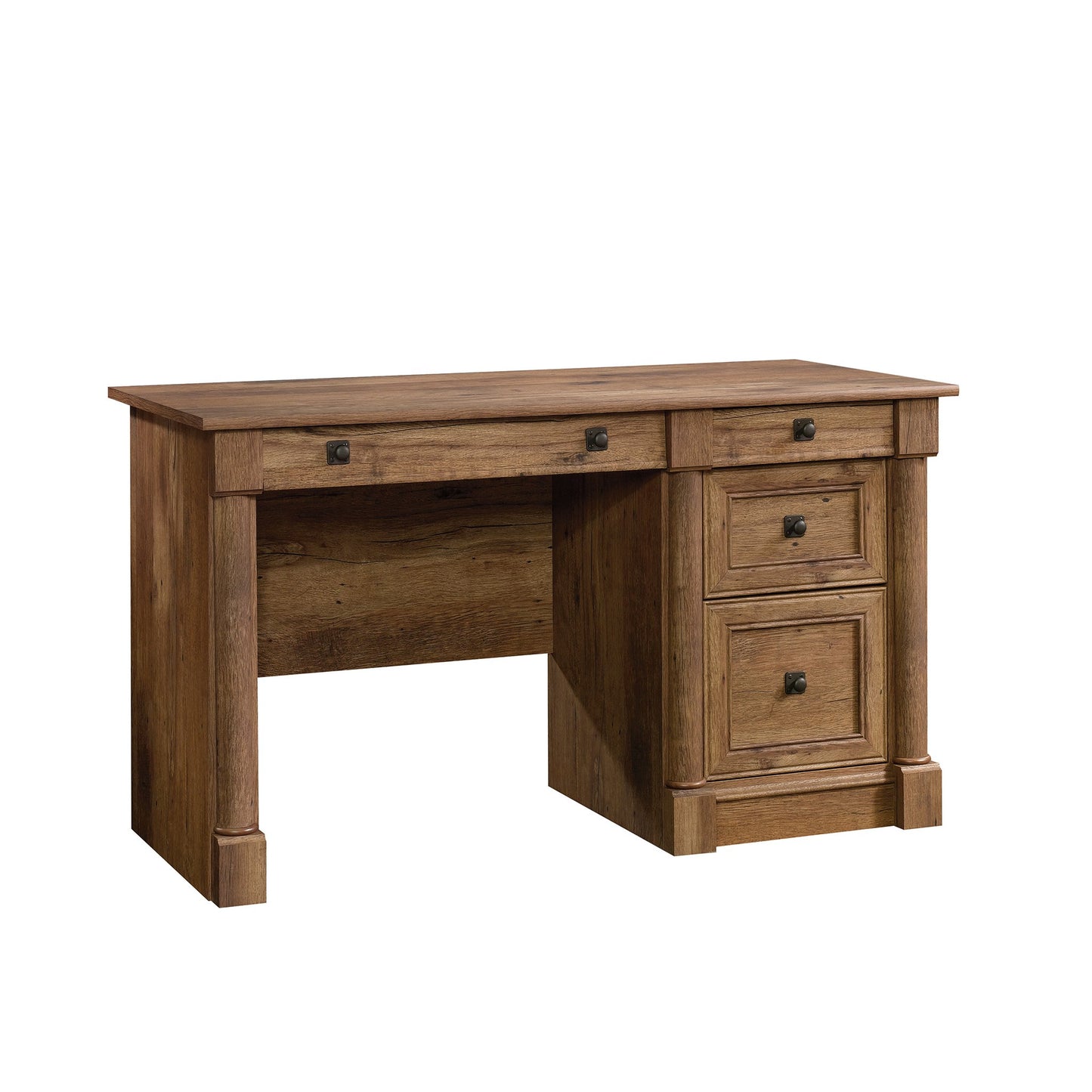Sauder Palladia Library with Doors/Book Shelf Palladia Computer Desk, Vintage Oak Finish