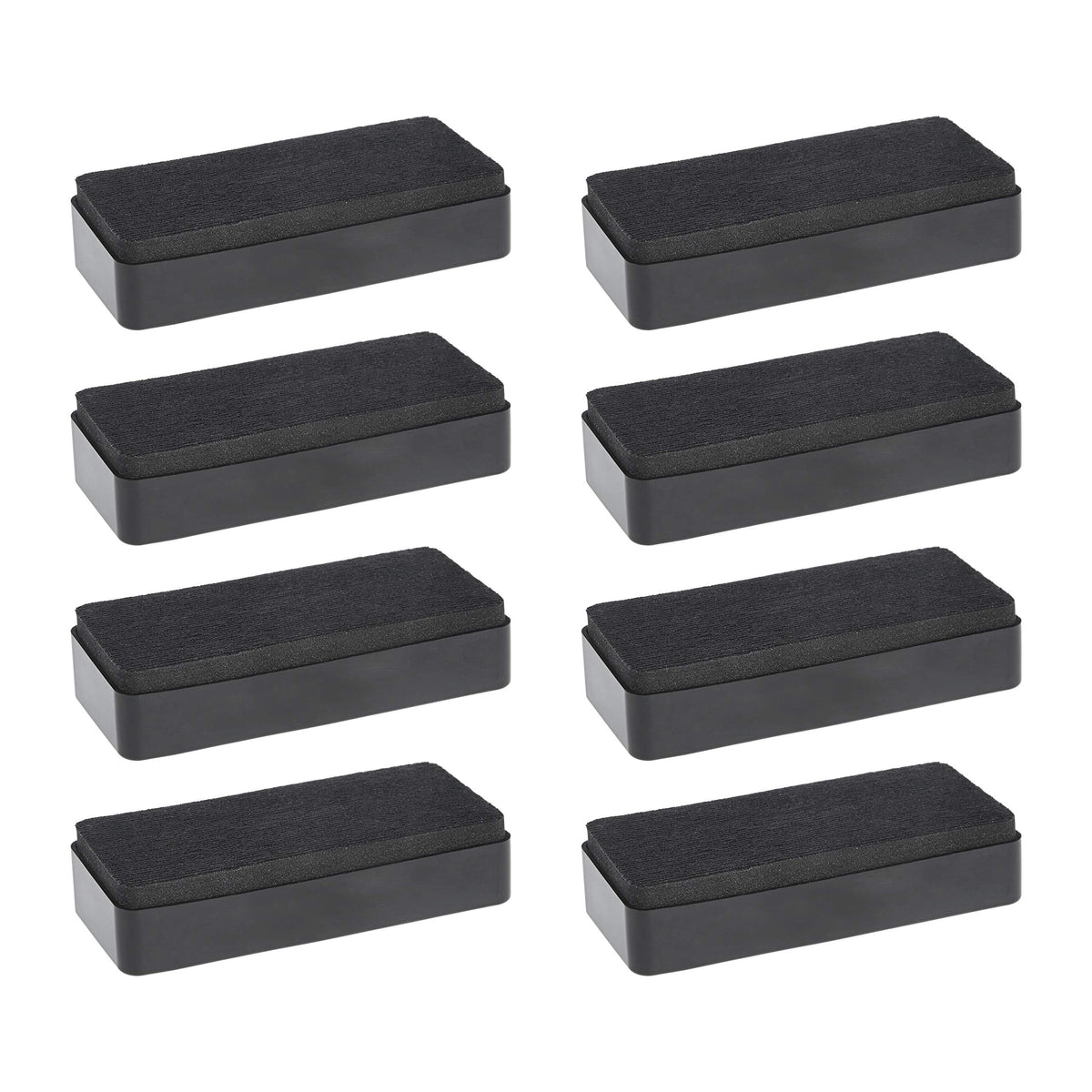 Amazon Basics Dry-Erase Whiteboard Erasers with Soft Pile, for School, Office, Home, and Classroom, Black, 8-Pack