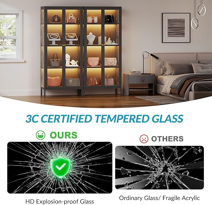 4-Tier Glass Display Cabinet