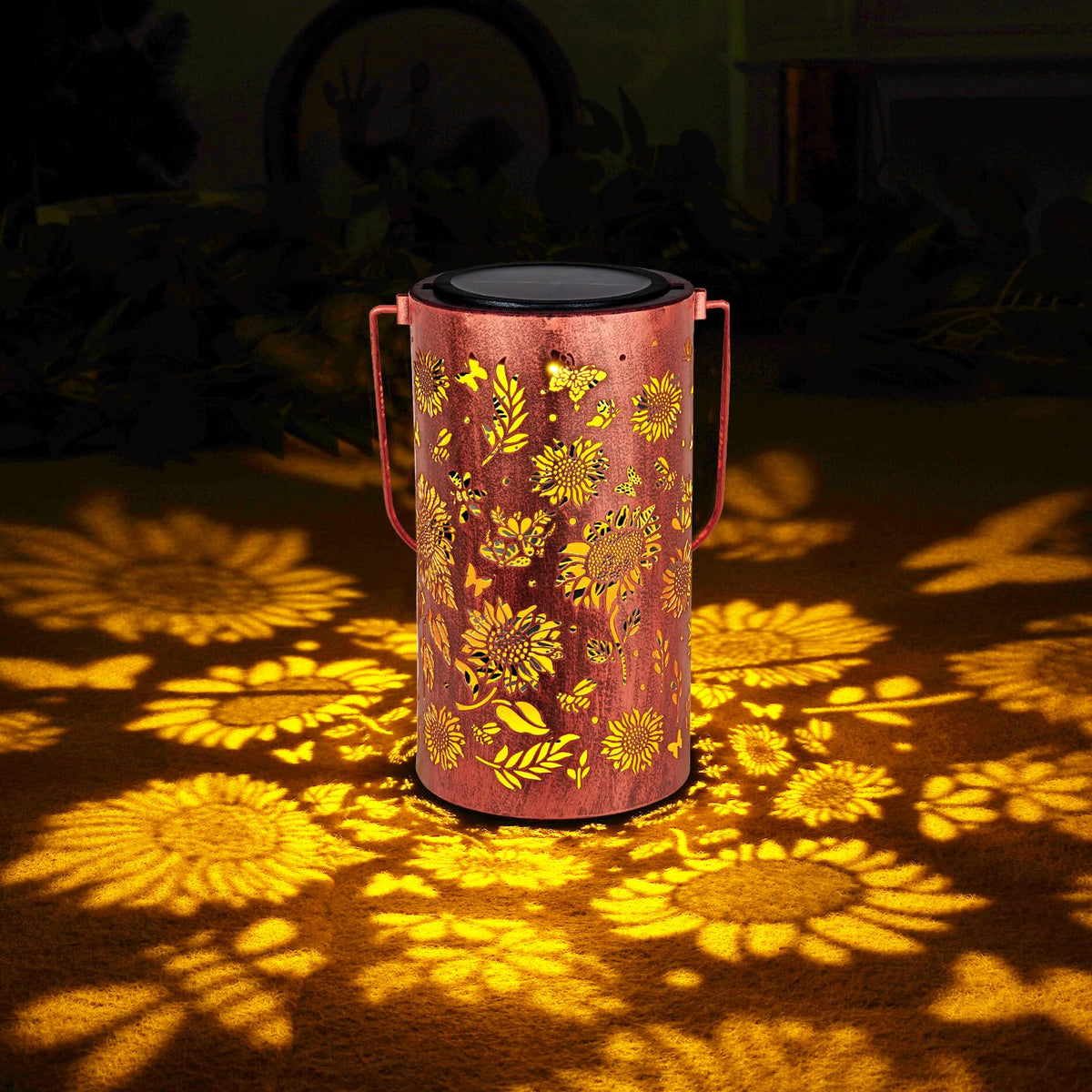 Homemory Solar Lanterns Outdoor Waterproof Birthday Gifts for Women Mom Grandma Sunflower, LED Solar Lights Metal Decoration Outside for Yard, Patio, Backyard, Porch, Lawn