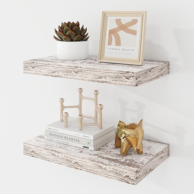 Acovy 16 Inch Floating Shelves, 9.3" Deep Floating Shelf Wall Mounted, Rustic