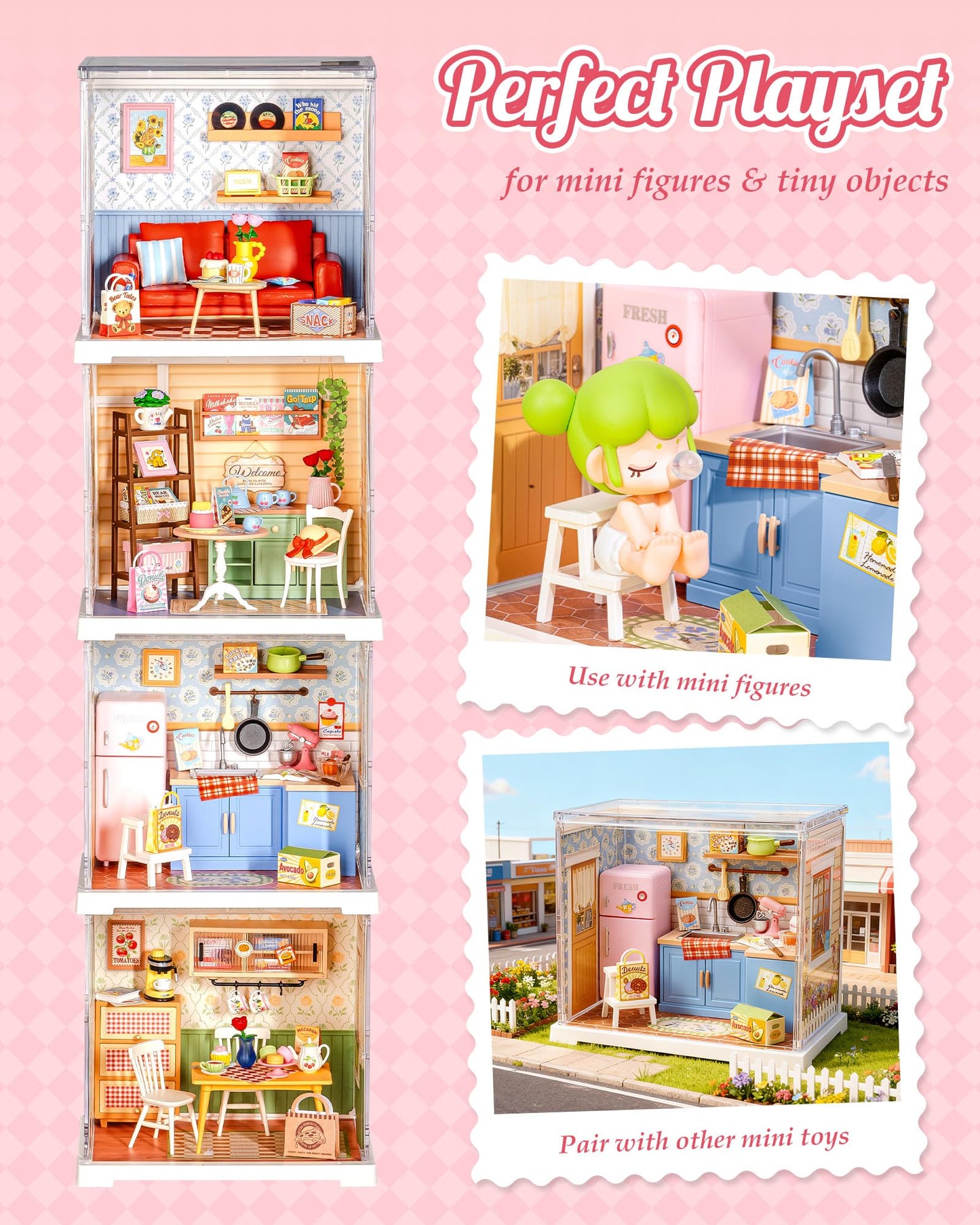 Rolife Super Creator Mini Series, DIY Plastic Miniature Kits Retail Store Series, Mini Model House Building Set for Teens Aged 14+, DIY Crafts/Hobbies for Adults (Homely Baking Kitchen)