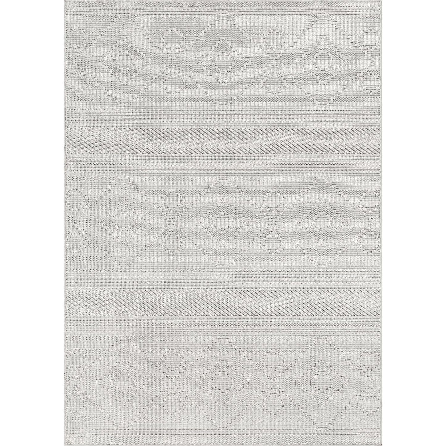 Beverly Rug Micro Loop Area Rug White 8x10 Modern Luxury Soft Boho Geometric Durable Indoor Area Rugs for Living Dining Room Office Stain Resistant Non Shedding Casual Indoor Carpet White 8 x 10