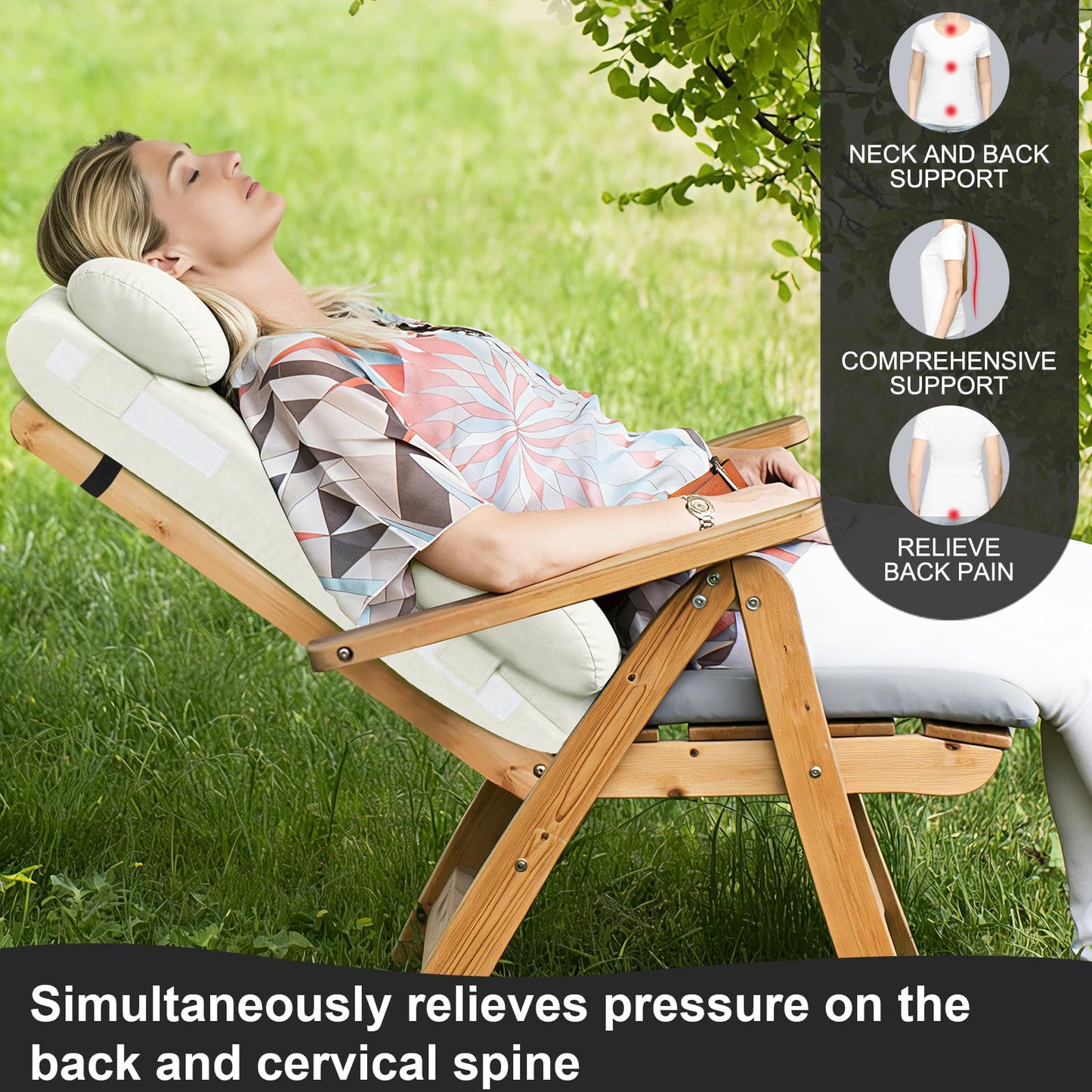 BYTLK 2-in-1 Neck & Lumbar Support Pillow with Adjustable Height and Ergonomic backrest Design, Suitable for recliners, Sofas, high-Back Rocking Chairs, Relieve Back Pressure. (White)