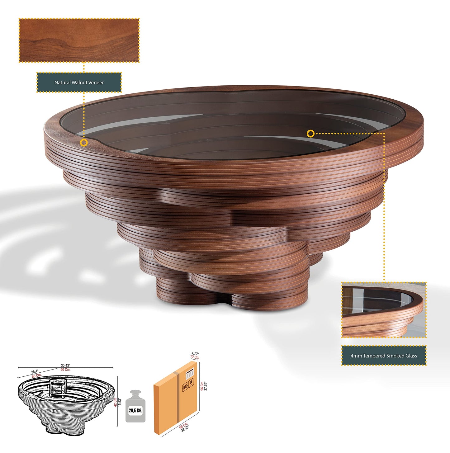 Papella modüler mobilya Natural Walnut Coated Coffee Table, Custom Designed Coffee Table, Wooden Rustic Coffee Table, Wood Living Room Furniture, Disassembled Modular Furniture, Lara Model