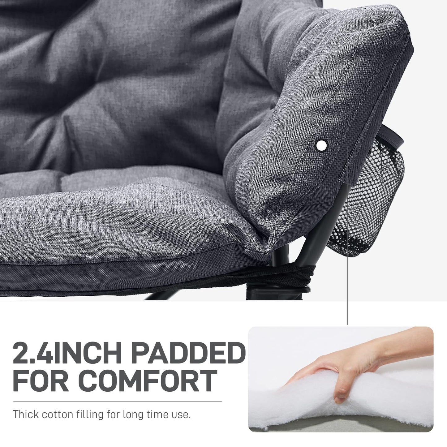 EVER ADVANCED Extra Large Double Camping Chair for Adults, Family Size Padded Folding Camping Love Seat Bench with Side Pocket Portable Camping Couch, Two Person Heavy Duty Folding Outdoor Chair