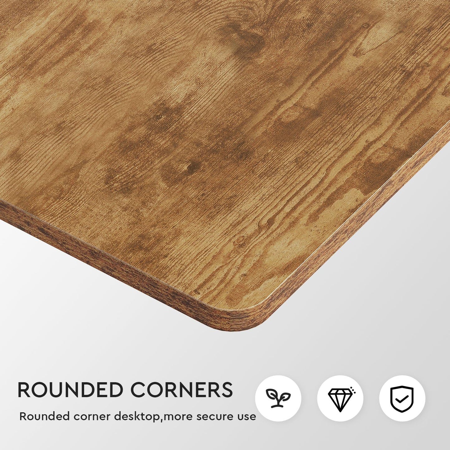 Maihail Computer Desk with Drawers, 47.2X15.8-22.9 Inches Office Computer Desk with Side Pocket & Ergonomic Monitor Stand, Writing Table for Small Spaces, Bedroom, Rustic Brown