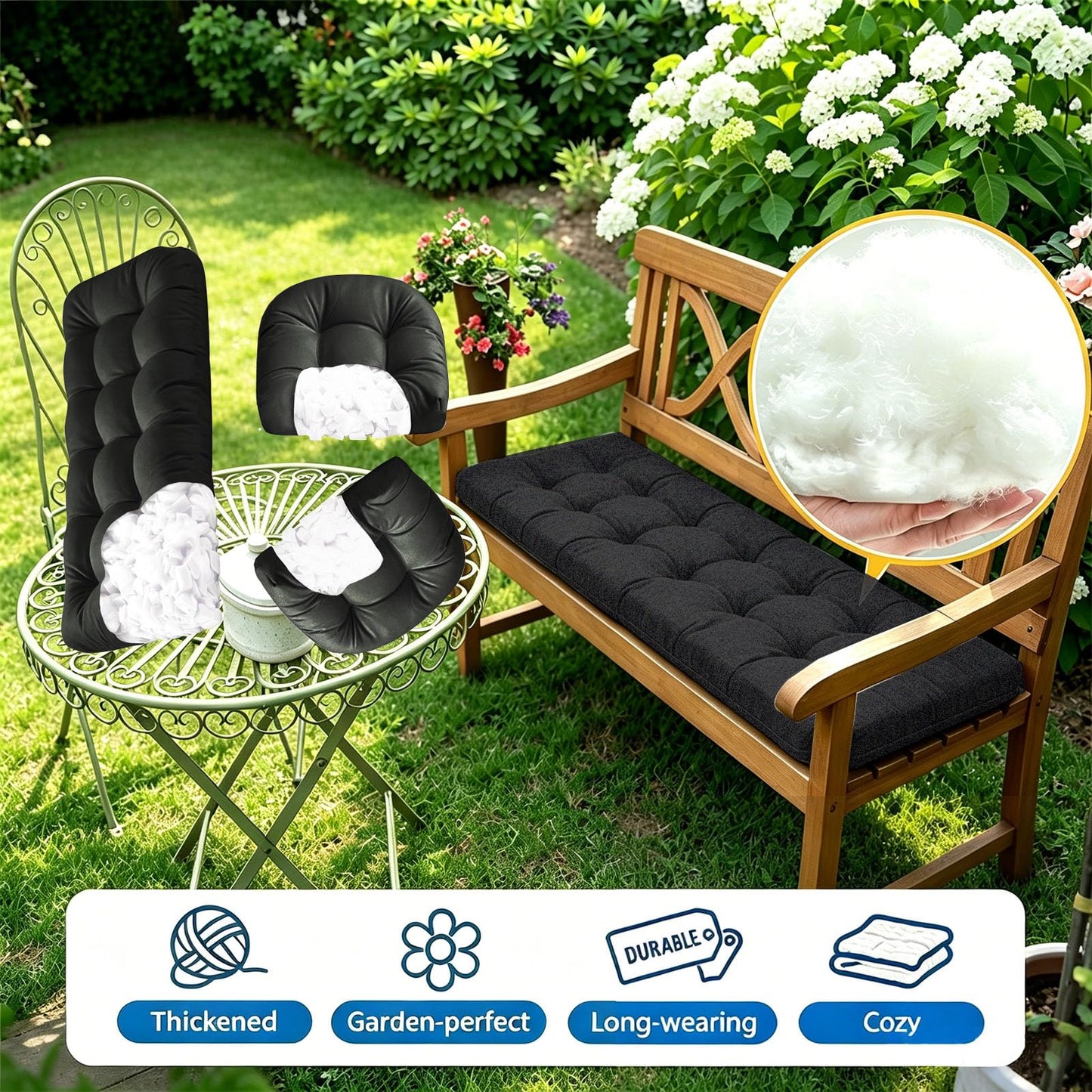 Dizaolive Wicker Chair Cushions for Outdoors Glider Cushions Seat 3pc Wicker Cushion Set