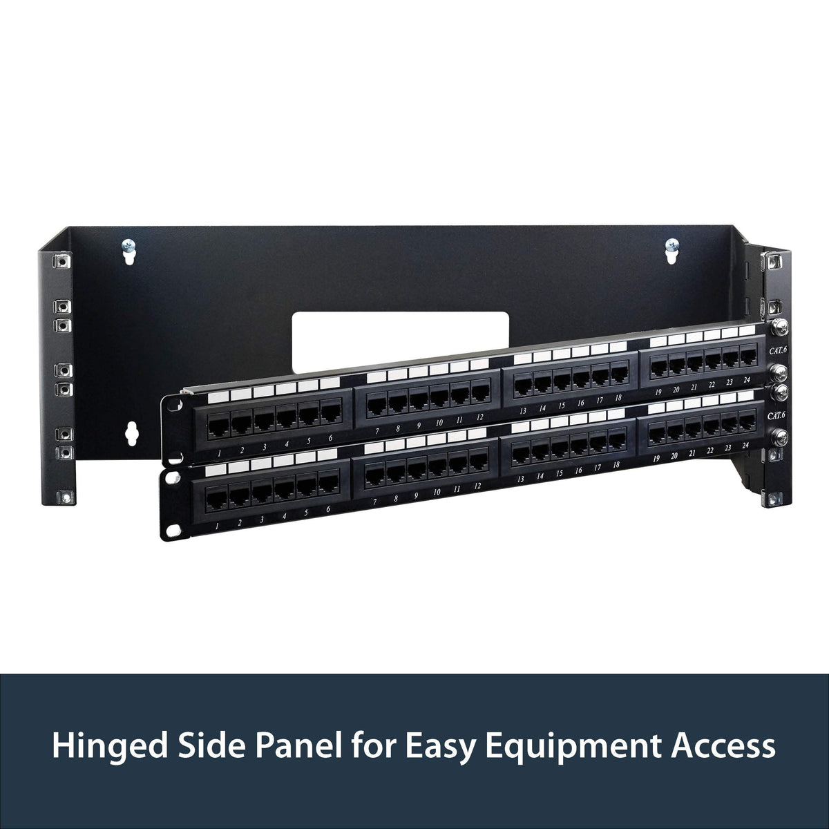 StarTech.com 4U Hinged Wall Mount Patch Panel Bracket - 6 inch Deep - 19" Patch Panel Swing Rack for Shallow Network Equipment- 33lbs (WALLMOUNTH4)