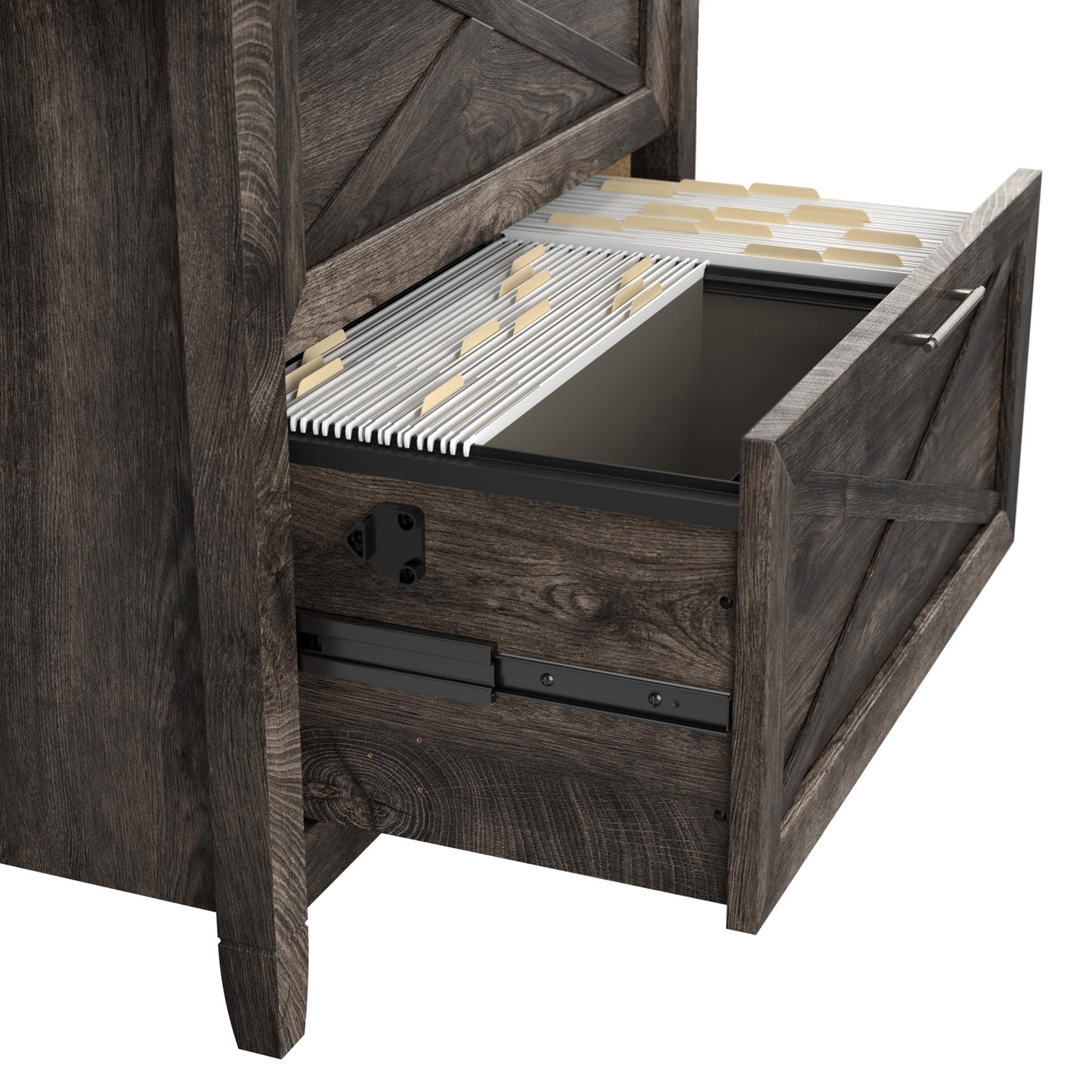 Bush Home Key West 2 Drawer Lateral File Cabinet in Dark Gray Hickory, Document Storage for Home Office, Accent Chest with Drawers