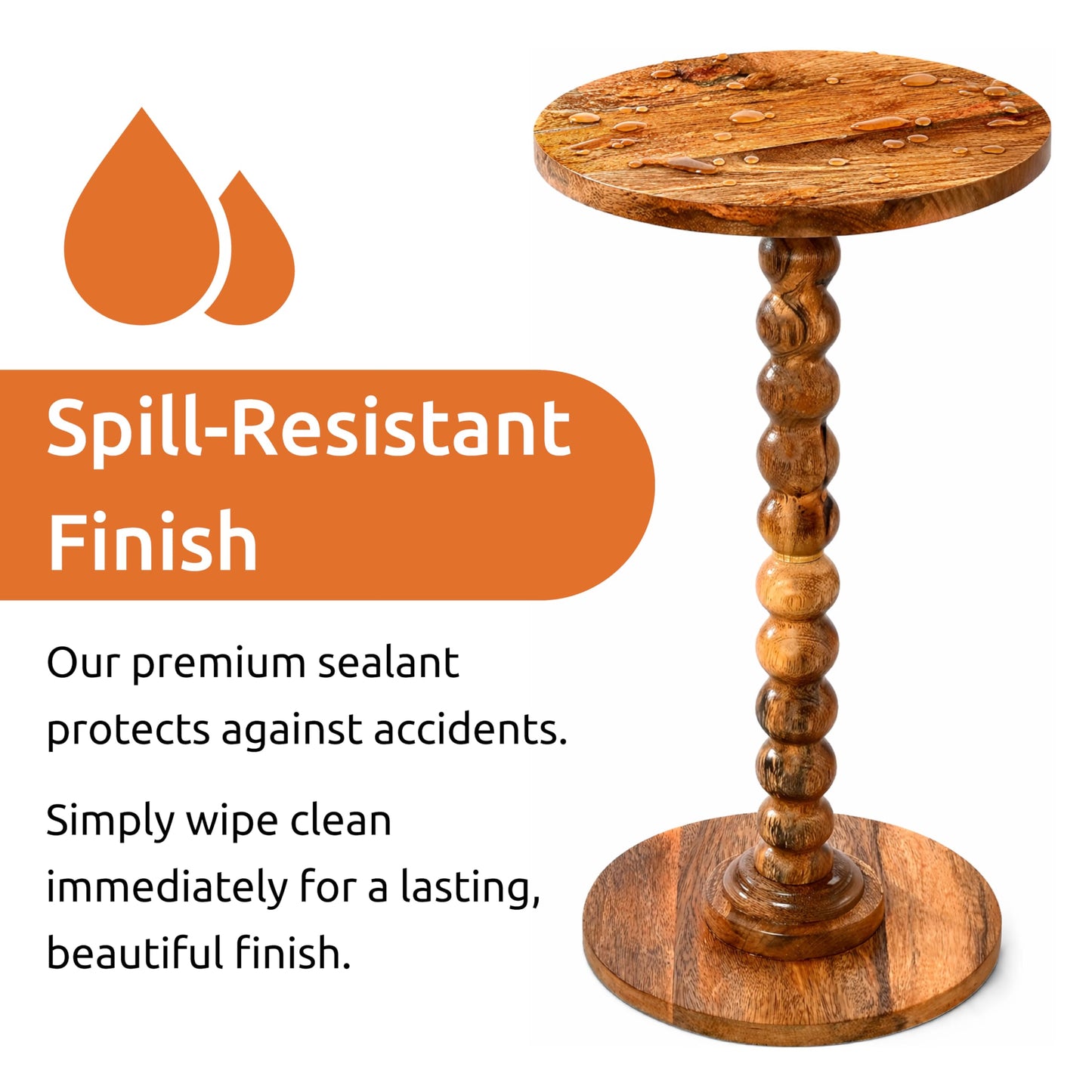 LIVINGNISH Solid Wood Round Side Table for Living Room, Bedroom and Office — Handcrafted End Table, Bedside Nightstand, Accent Table for Small Spaces with Tool-Free Assembly- Natural