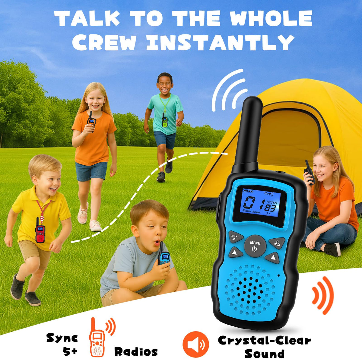 Wishouse Walkie Talkies Rechargeable for Kids Adults Long Range,Xmas Birthday Gift for Boys Girls 3 4 5 6 7 8 9 10 Year Old,Hiking Camping Gear Games Ideas Toys with Flashlight,VOX,Easy to Use 4 Pack