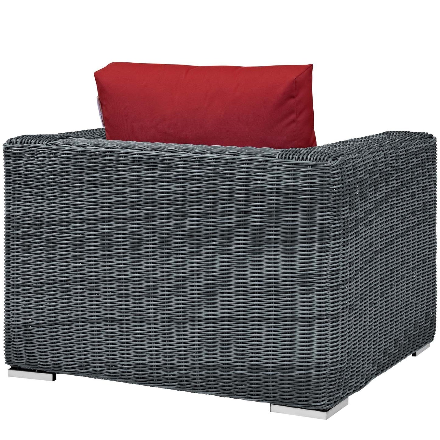 Modway Summon Wicker Rattan Outdoor Patio Sunbrella Armchair in Canvas Red
