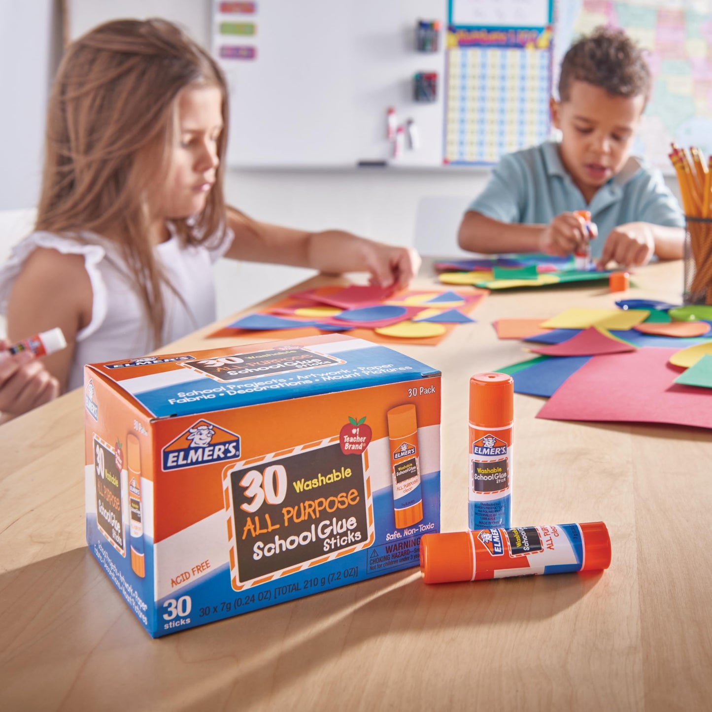 Elmer's All Purpose School Glue Sticks, Acid-Free and Washable, Clear, 7 Grams, 30 Count - Craft Projects, Poster, Classroom Supplies, #1 Teacher Brand