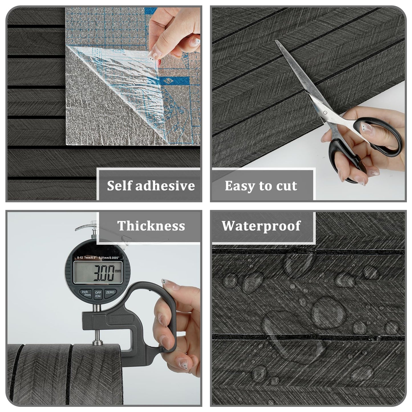 STICKEEP Grey/Black 3D Wood Panels for Wall Decor 197"x11.8" Peel and Stick Faux Wood Wall Panel Self Adhesive Soundproof Wooden Slats Paneling Wallpaper for Living Room Bedroom Office Work Shop