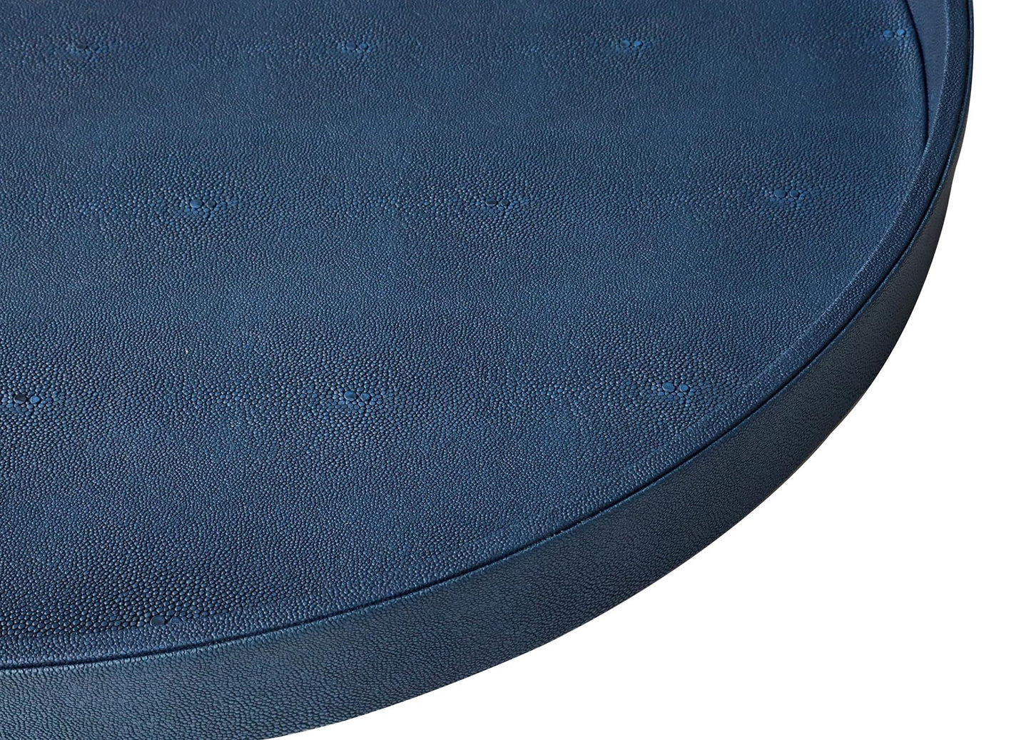 HofferRuffer Large Round Serving Tray 24'', Elegant Faux Leather Circle Ottoman Table Tray, Serve Tea Coffee Breakfast in Bedroom Living Room Kitchen (Blue)