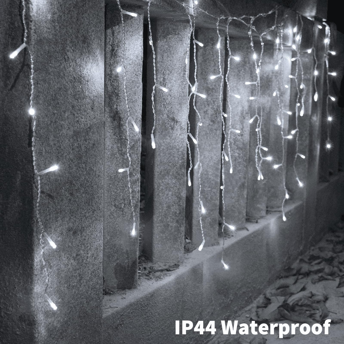 YOLIGHT 33ft 384 LED Icicle Christmas Lights with 72 Drops, Outdoor Icicle Light with Remote, 8 Modes Twinkle Window Curtain Lights for Wedding Party Home Garden Room Roof Decoration (White)