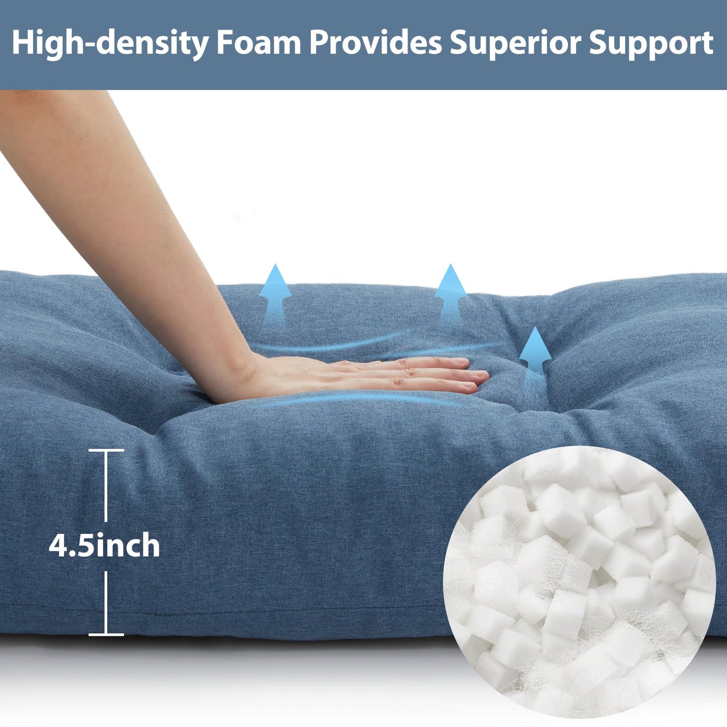 WEOAVRY 42 Inch Bench Cushions for Indoor Furniture, Super Soft Rectangle Bench seat Cushion Pad with Non-Slip Bottom, Waterproof Bench Pad for Window Porch(Blue, 42x16x4.5 Inch)