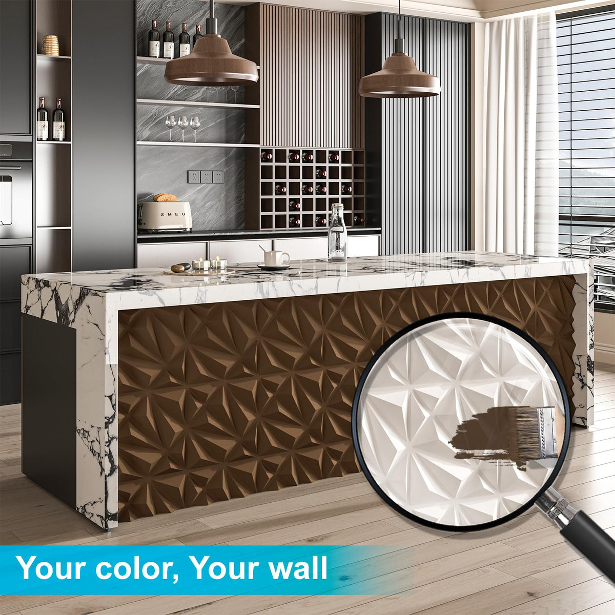 Art3d 33-Pack 3D Wall Panel for Interior Wall Décor, Diamond Textured PVC Accent Wall Paneling for Living Room Bedroom Office TV Wall Background, 11.8"x11.8" Cover 32.Sq.Ft., White