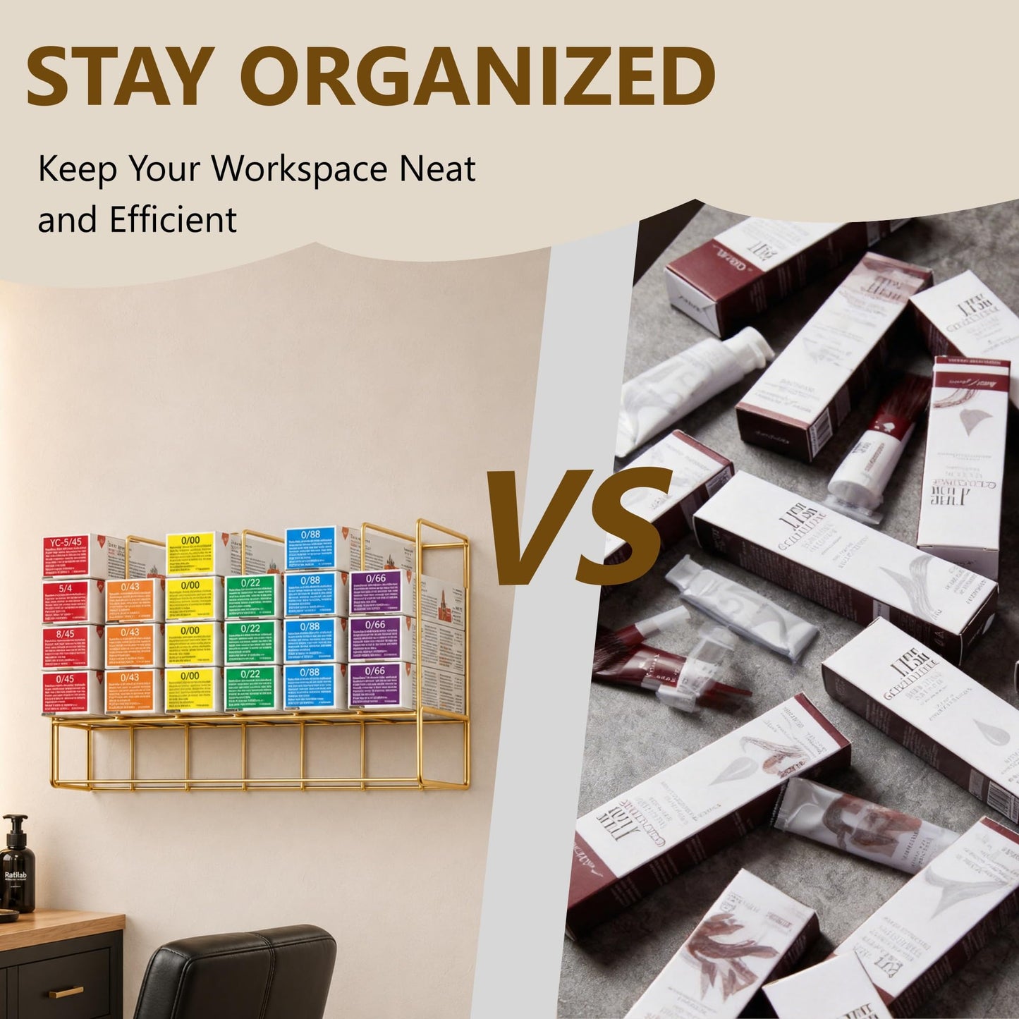 Meudid Hair Color Organizer for Salon - 2 PCS Metal Hair dye Tube Racks Storage Wall Mounted Cabinet Available