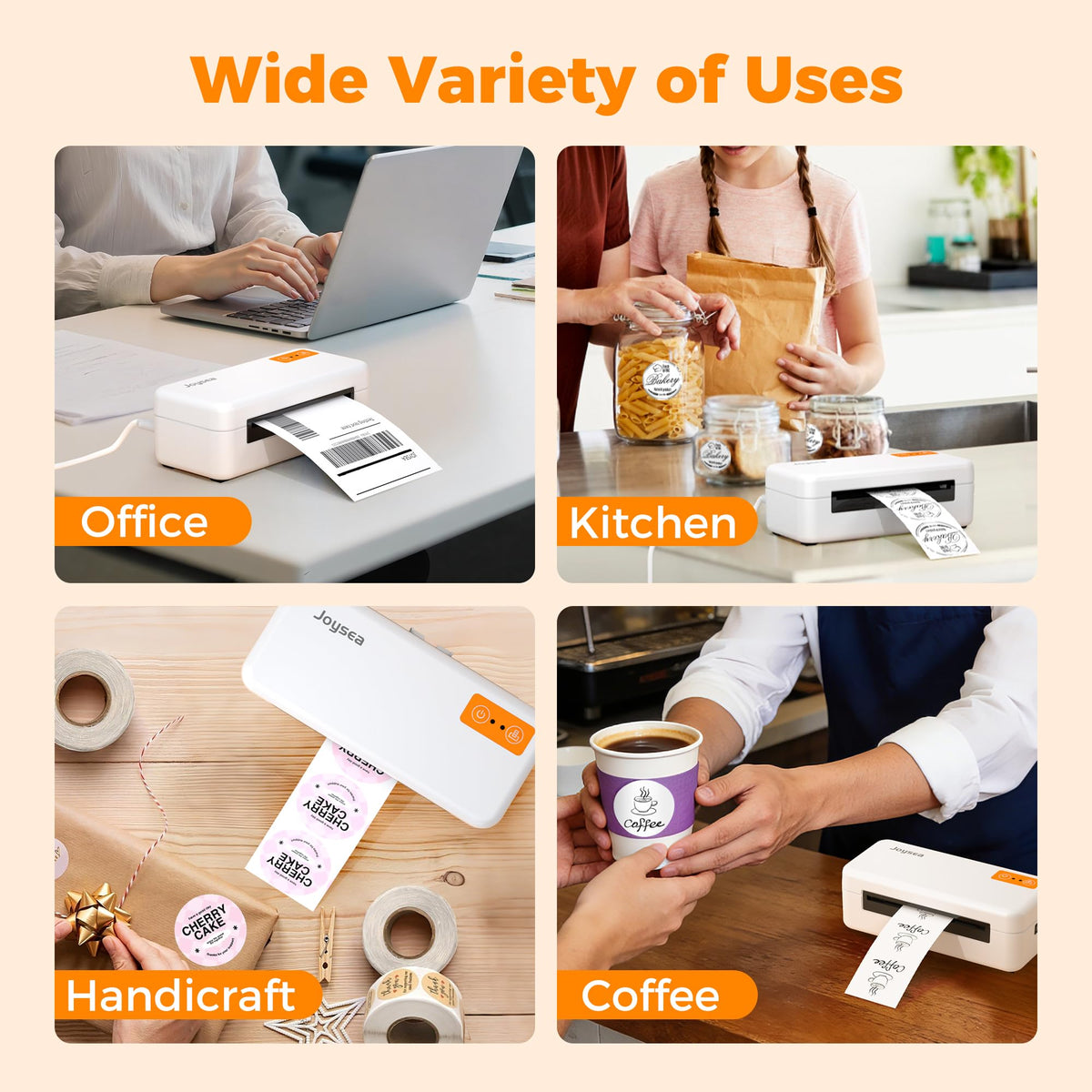 Joysea Bluetooth Shipping Label Printer, E41 Pro 4x6 Wireless Thermal Printer for Amazon, FedEx, USPS Labels, Compatible with iOS, Android, Windows Mac