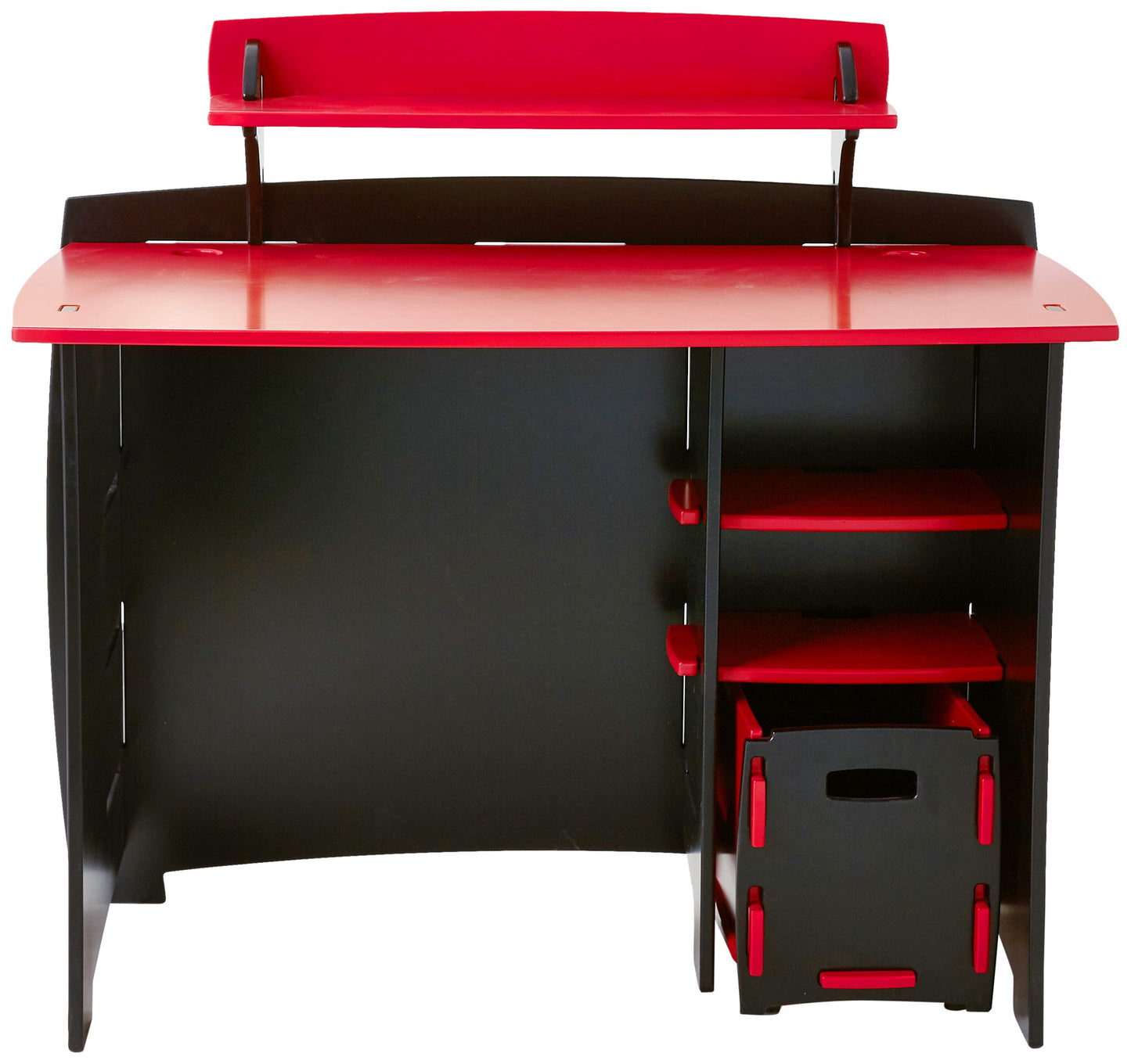 Legaré Furniture Children's Desk with Shelves and File Cart Set for Kids, Red and Black