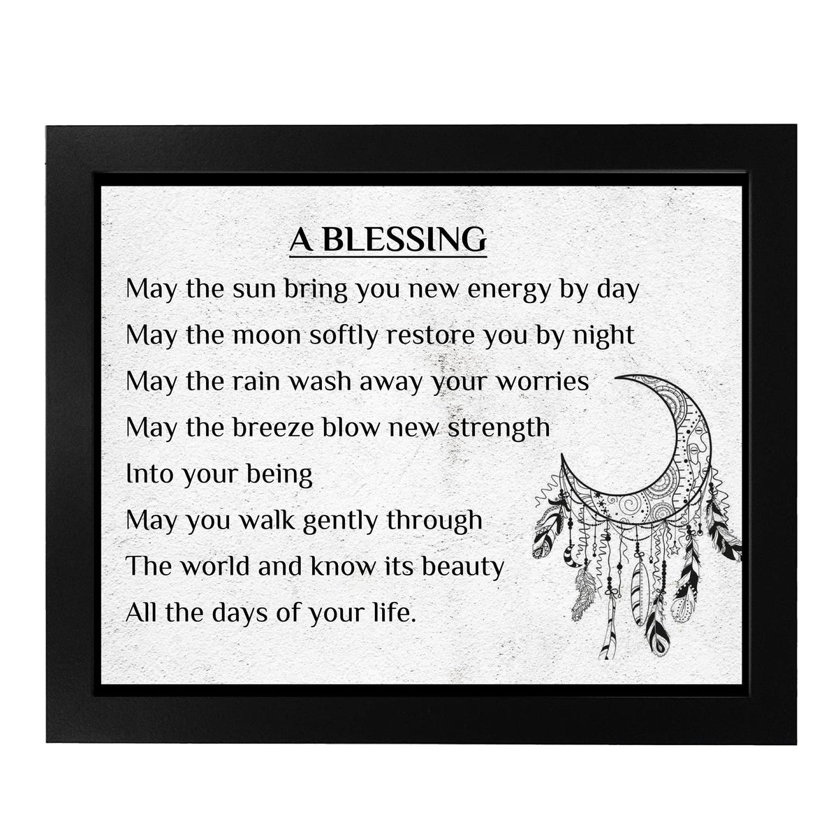 AMERICAN LUXURY GIFTS A Blessing Inspirational Wall Art 8x10 Unframed – Spiritual Quote Print with Moon Dreamcatcher Design – Boho Bedroom Decor, Meditation Room, Living Room, Thoughtful Gift Poster