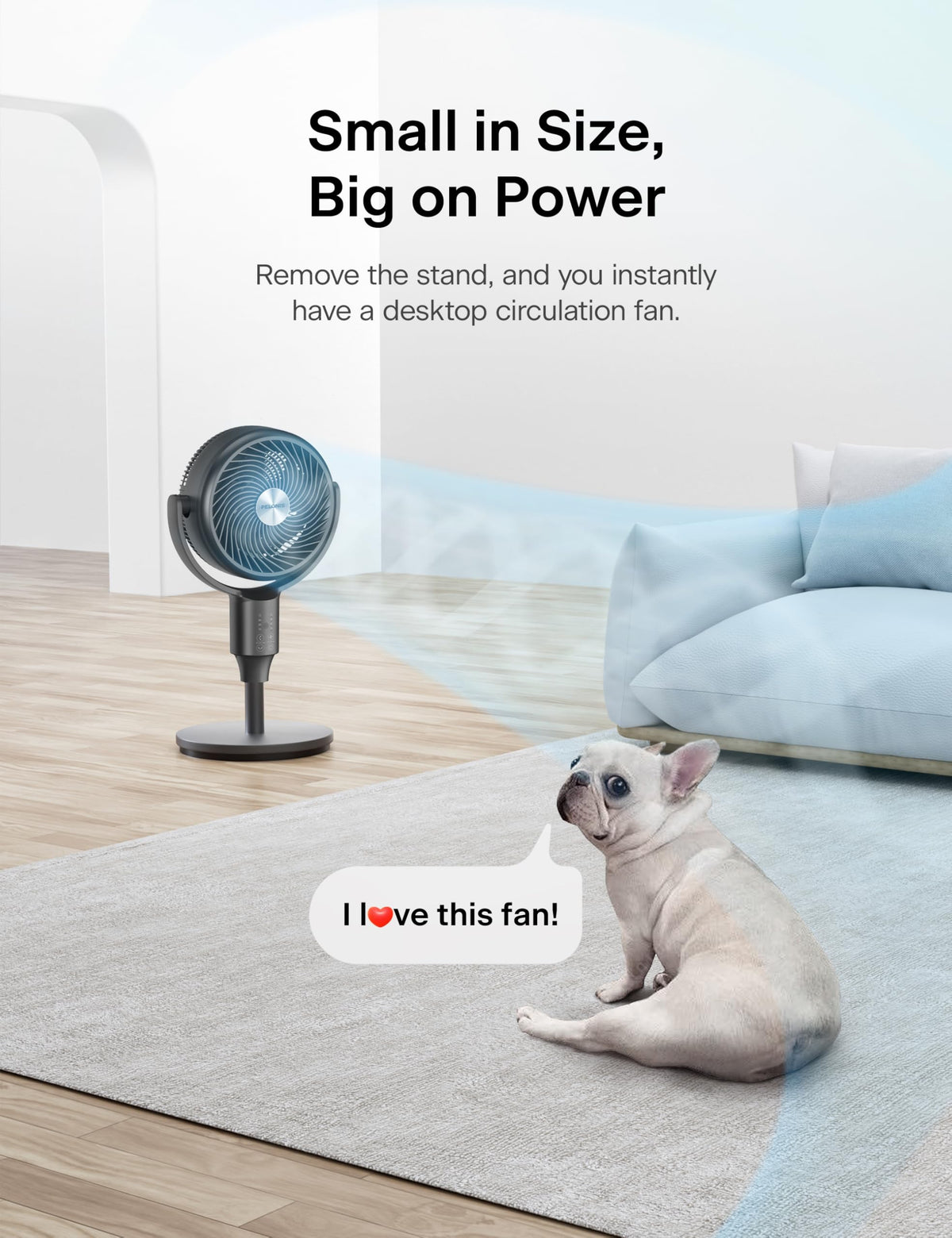 PELONIS Pedestal Fan, Air Circulator, Ultra OmniFlow (135°+90°Auto Oscillation), Quiet Floor Fan with 3 Speeds, Remote, 7H Timer, Memory Function, Adjustable Height, Standing Fan for Bedroom