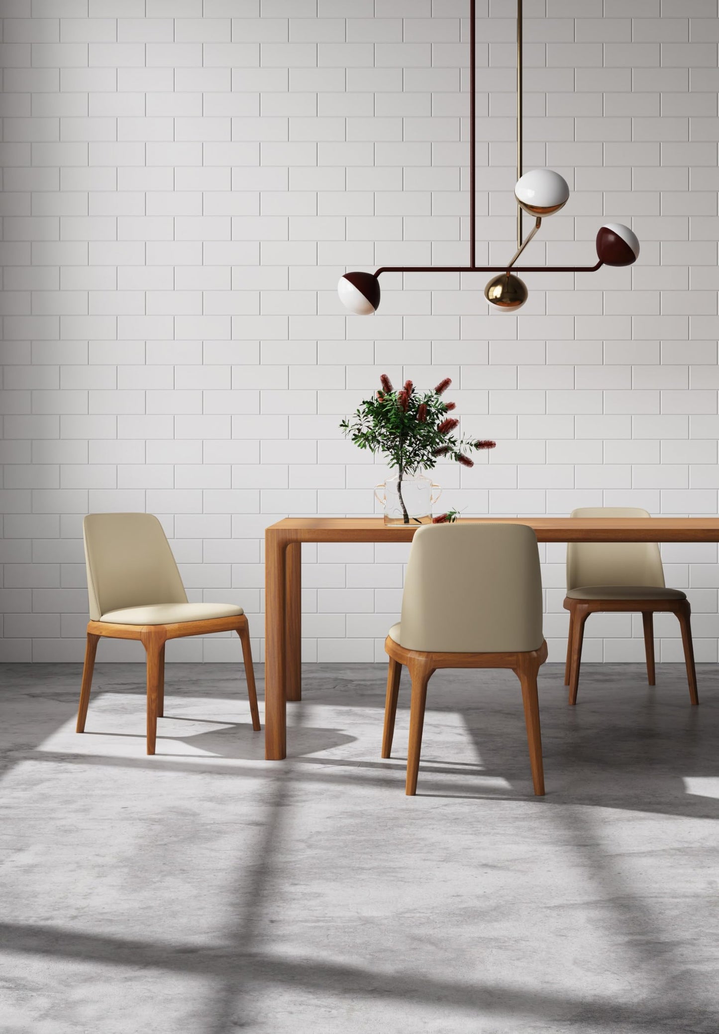Manhattan Comfort Courding Mid Century Modern Faux Leather Dining Chair with Comfortable Foam Padding & Durable Solid Ash Wood, Fully Assembled Accent Kitchen Furniture, Set of 1, Tan