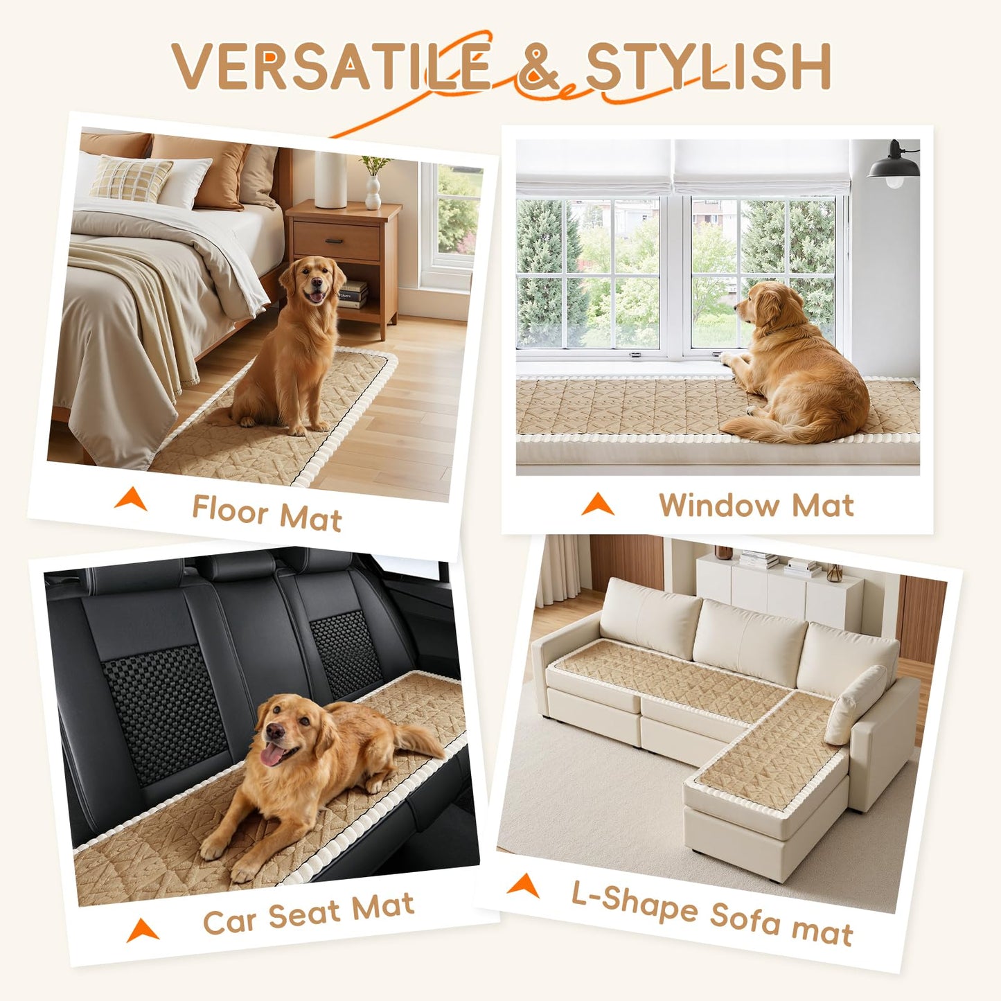 Arfntevss Couch Cover for Dogs Plush Washable Love Seat Covers for 2 Cushion Couch Pet Friendly Fuzzy Loveseat Sofa Slipcover Anti-Slip Dog Pets Washable Protector (Boho Khaki Brown, 27.6" x 59")