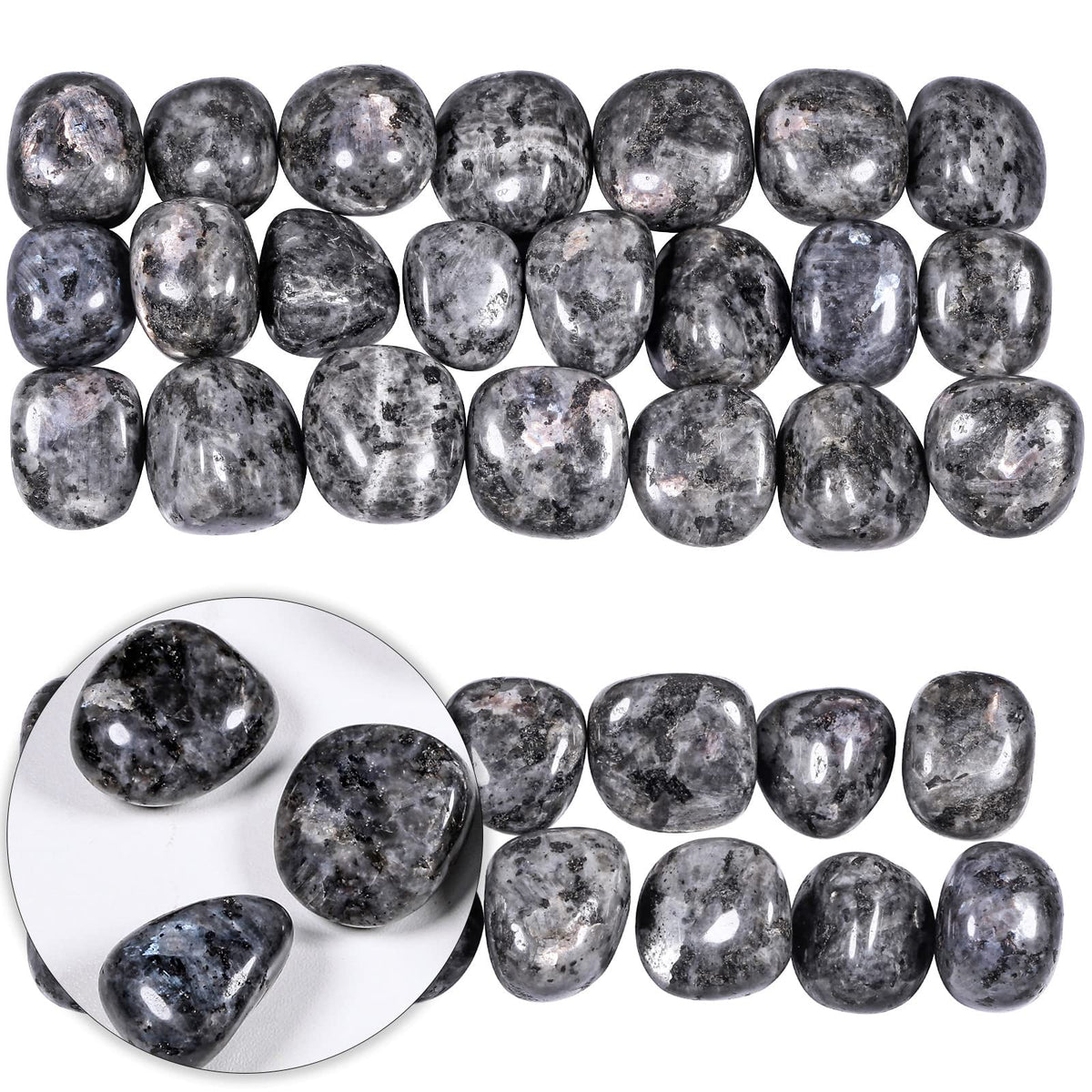Nupuyai 1lb(About 460g) Polished Tumbled Stones Irregular Crystals for Healling/Energy/Wicca Smooth Labradorite Stones for Home/Gardden Decor 0.7"-1.4"
