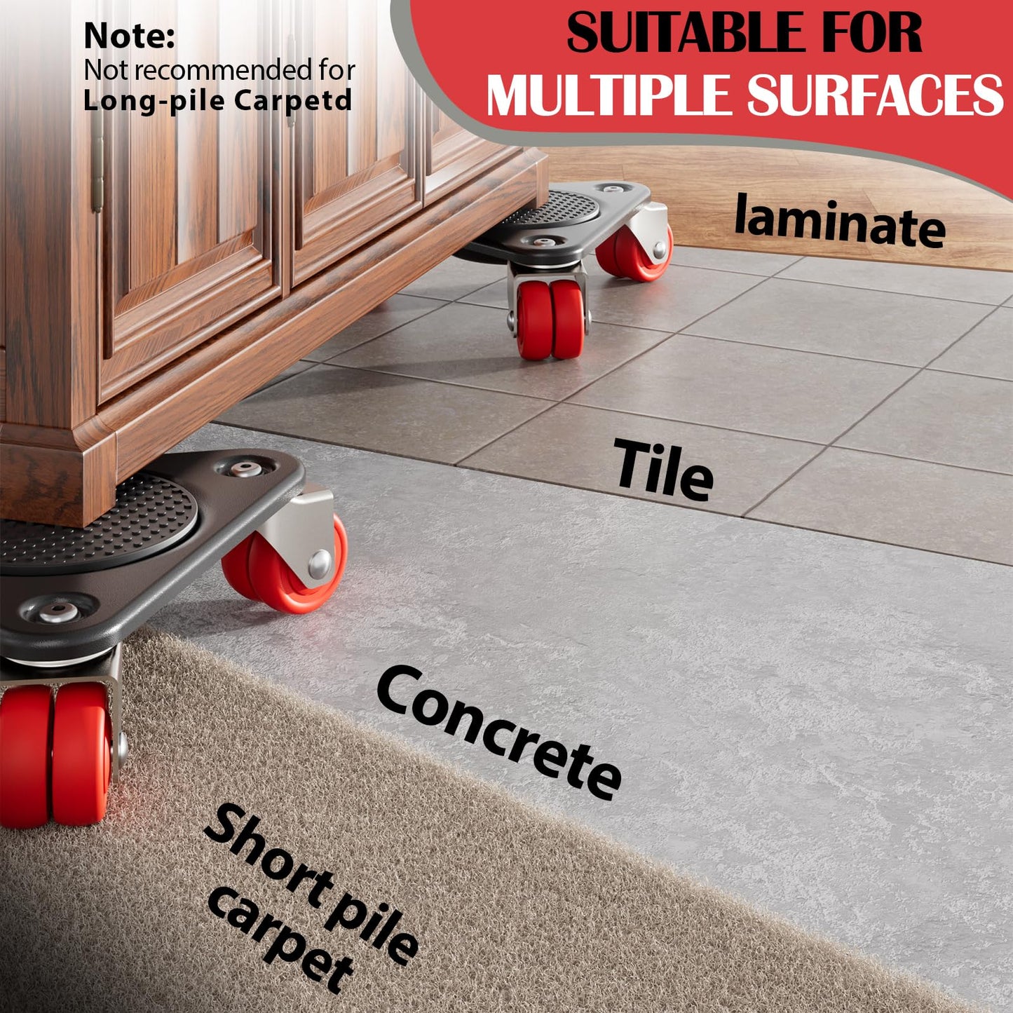 EZ 2MOVE Triangle Furniture Movers with 6-Wheel Dollies, Heavy Duty Tri-Dolly Set with Furniture Lifter, Non-Slip Pads, Up to 3000 lbs Load Capacity