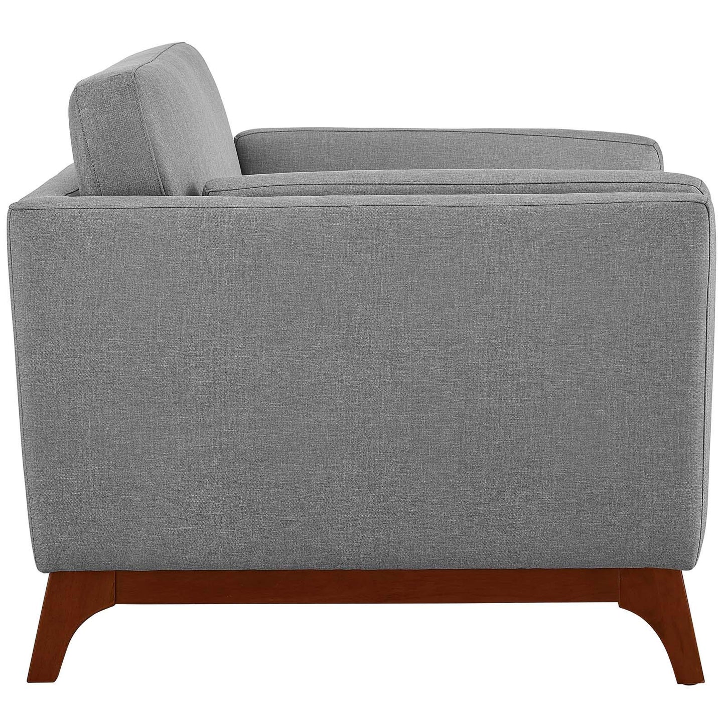 Modway Chance Mid-Century Modern Upholstered Fabric Accent Lounge Arm Chair In Light Gray