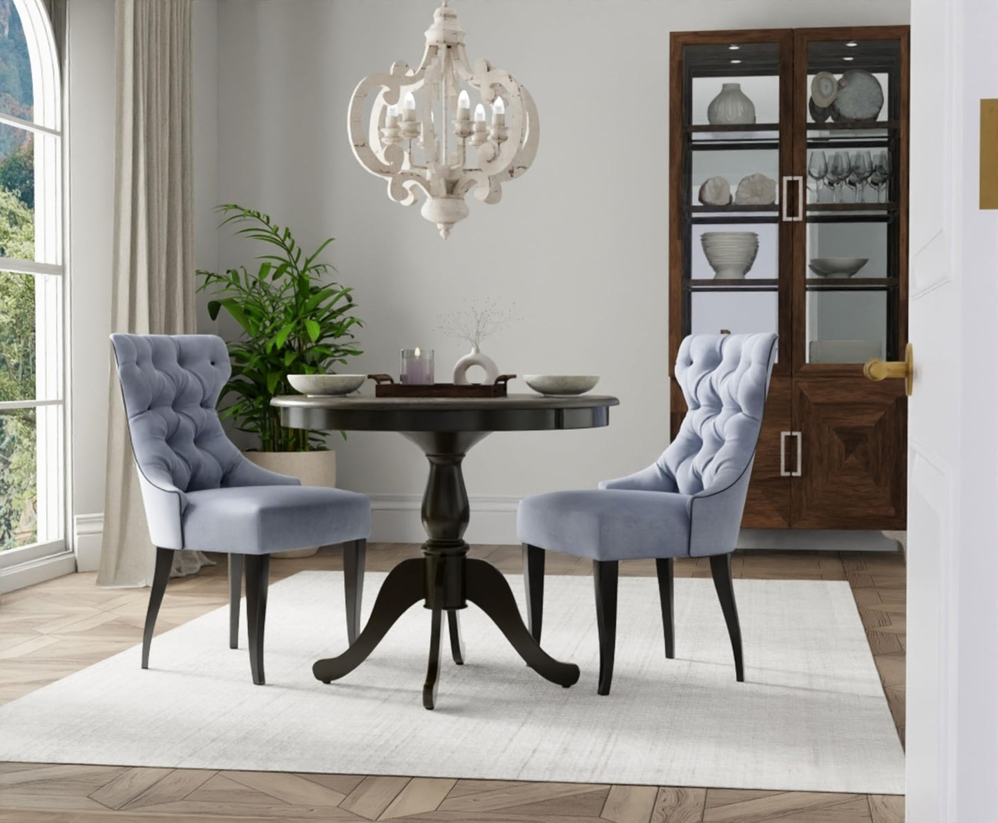 Carolina Chair & Table Fairview Round Dining Table – Classic American Style Furniture, Seats 2-4 Person Wooden Top Pedestal Base Table for Kitchen or Dining Room (Antique Black, 36")