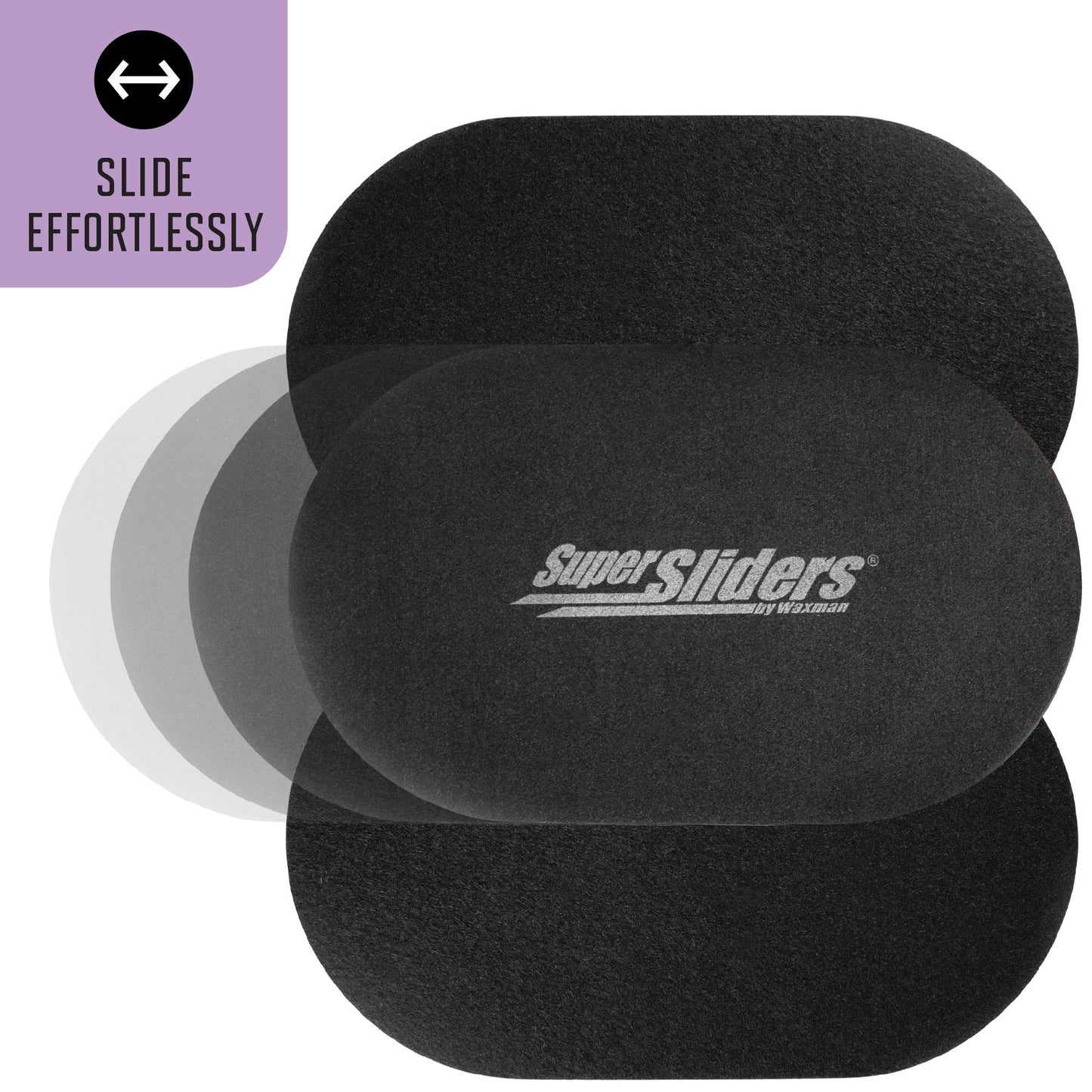 Super Sliders 5-3/4" x 9-1/2" XL Oval Reusable Felt Furniture Sliders for Hard Surfaces, Anti-Slip Protective Furniture Moving Pads for Beds, Sofas, Dressers, Set of 4, Black