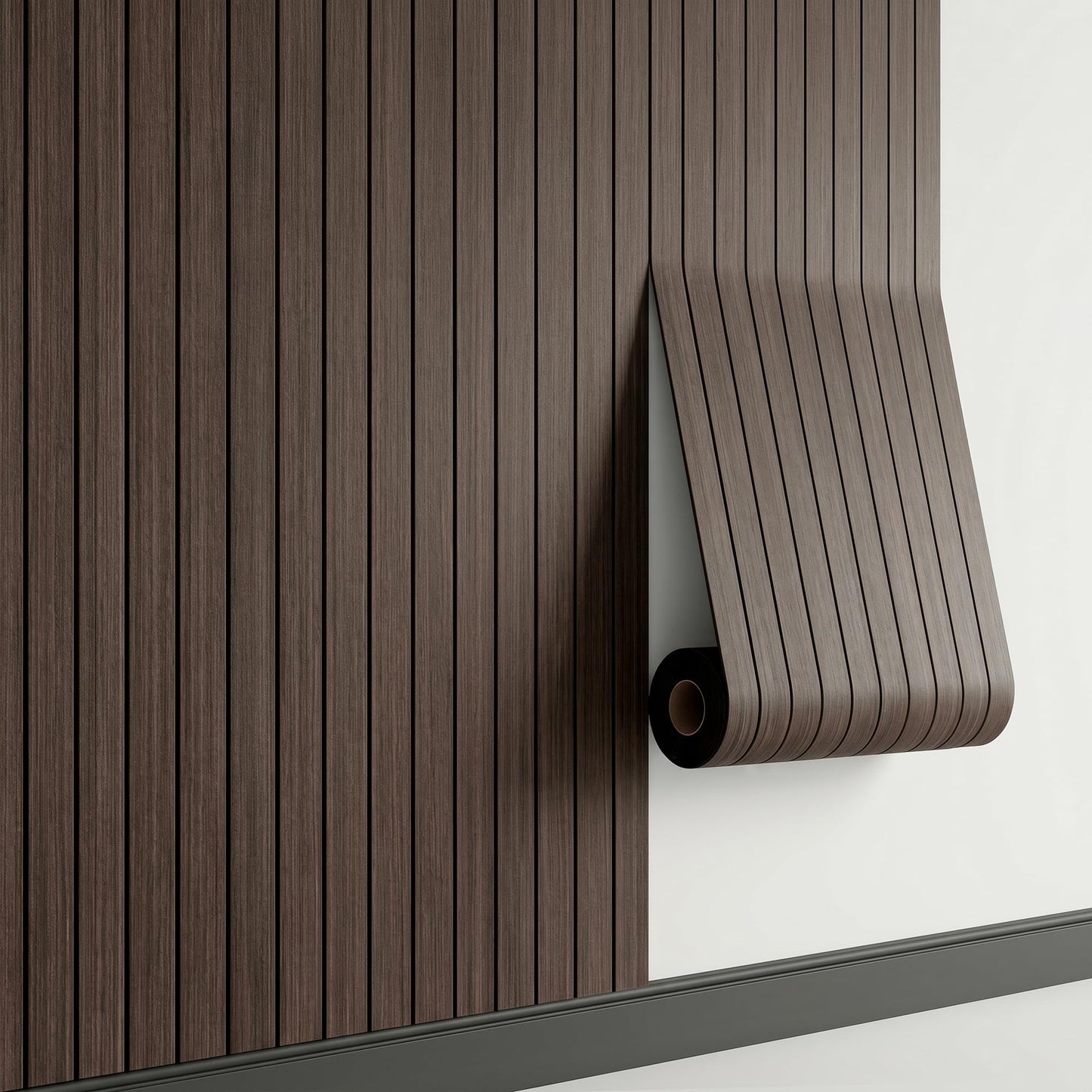 INNO STICKERS Peel and Stick Faux Wood Slat Wall Panels, 118" x 48" Walnut Self-Adhesive Flexible Wall Paneling, 3D Wood Grain Wallpaper for Walls & Ceilings, Covers 38.75 Sq. Ft.