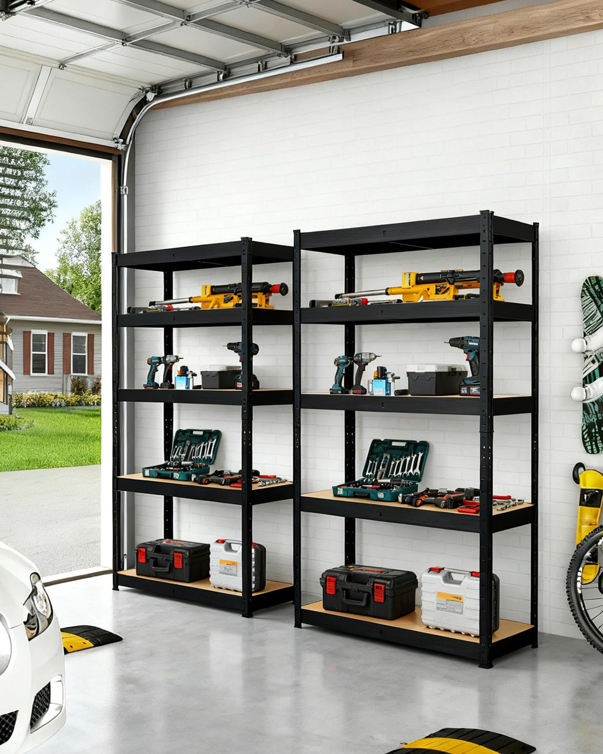 JoanKaren Heavy Duty Garage Shelving, 5-Tier Metal Storage Shelves, 48" x 18" x 72" Standing Shelving Unit, Adjustable Utility Rack for Kitchen Warehouse Industrial Basement