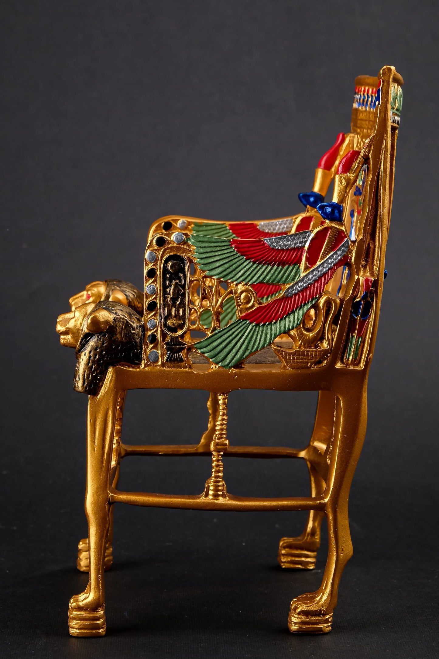 Gorgeous King Tutankhamun Throne - Handmade from Egyptian Stone with The Gold Painting - Replica - Small Size- Made in Egypt