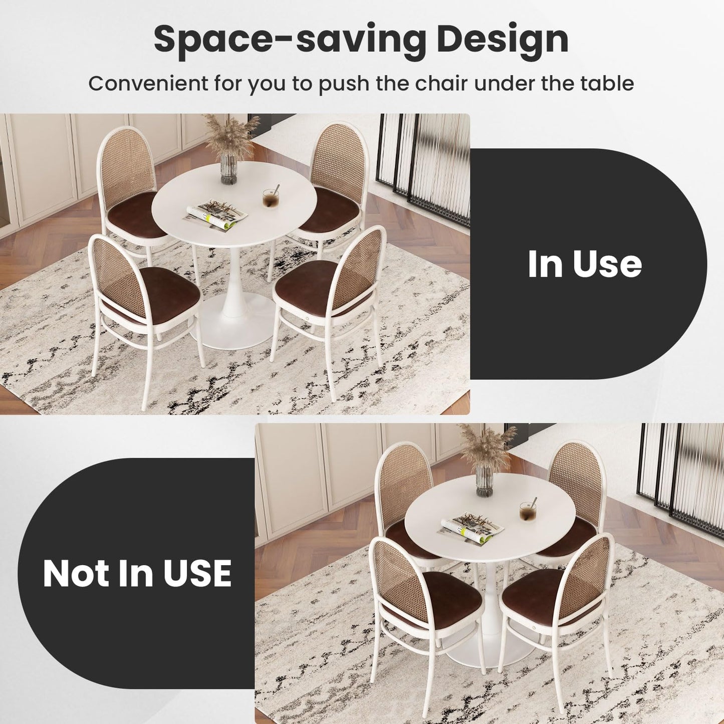 Giantex White Round Dining Table, 32-inches Modern Tulip Kitchen Table with 0.9” Thickened Tabletop & Sturdy Metal Pedestal, Mid-Century Leisure Table for Small Places, Dining Room, Living Room, Cafe